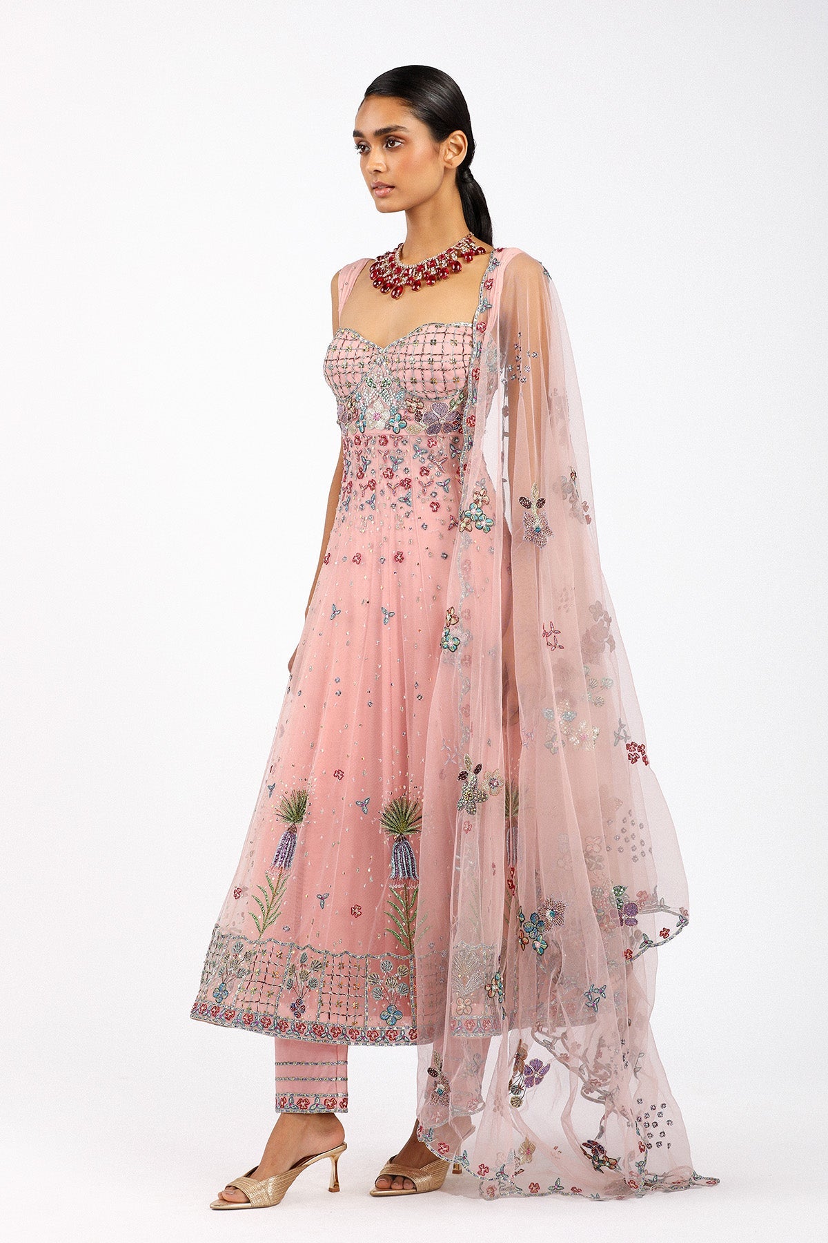 Peonisse - Baby Pink Tulle Anarkali