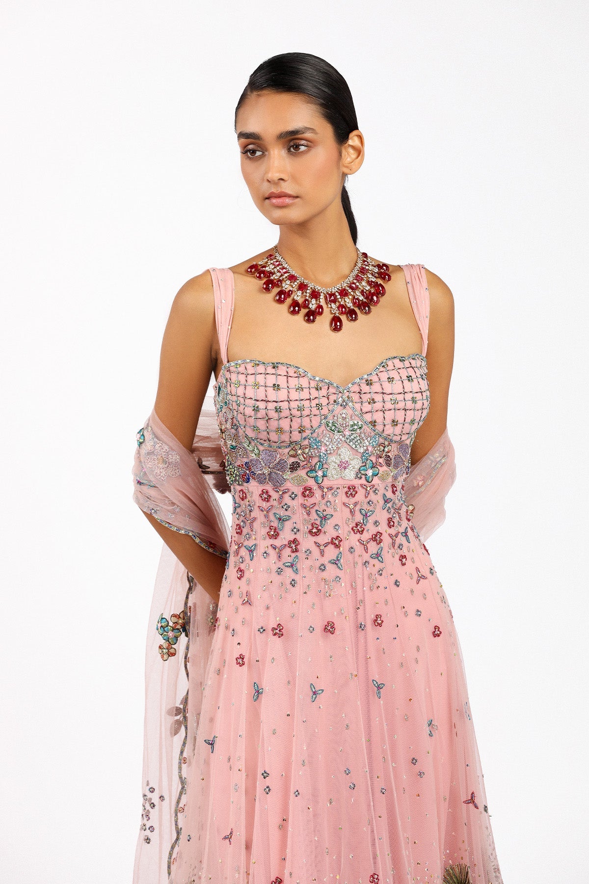 Peonisse - Baby Pink Tulle Anarkali