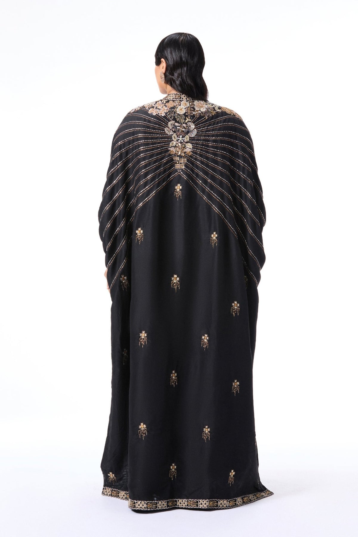 Noircrest - Black Dupion Silk Kaftan