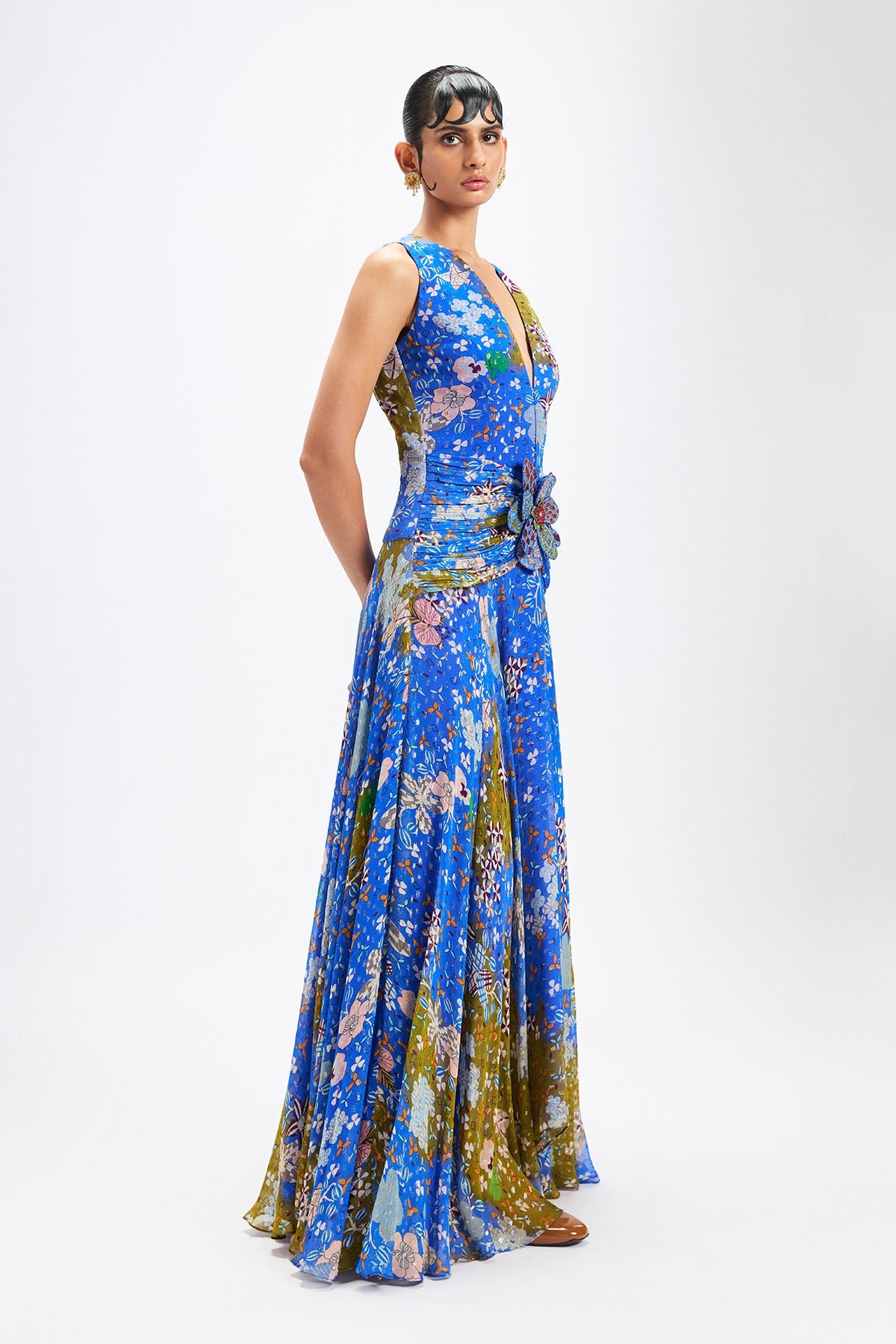 Sylvaire - blue lurex maxi dress