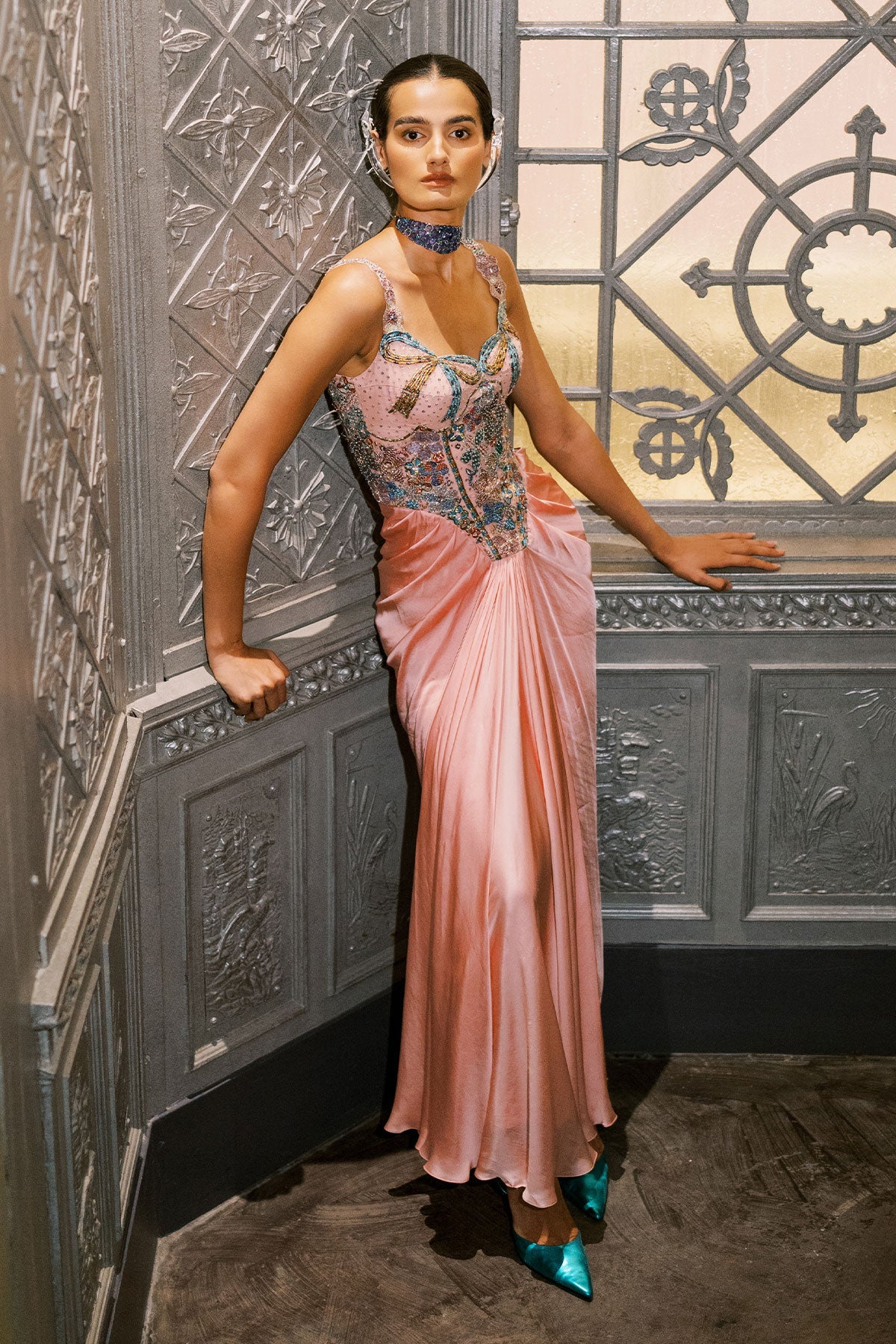 Westara - Cherry blossom Silky satin Gown