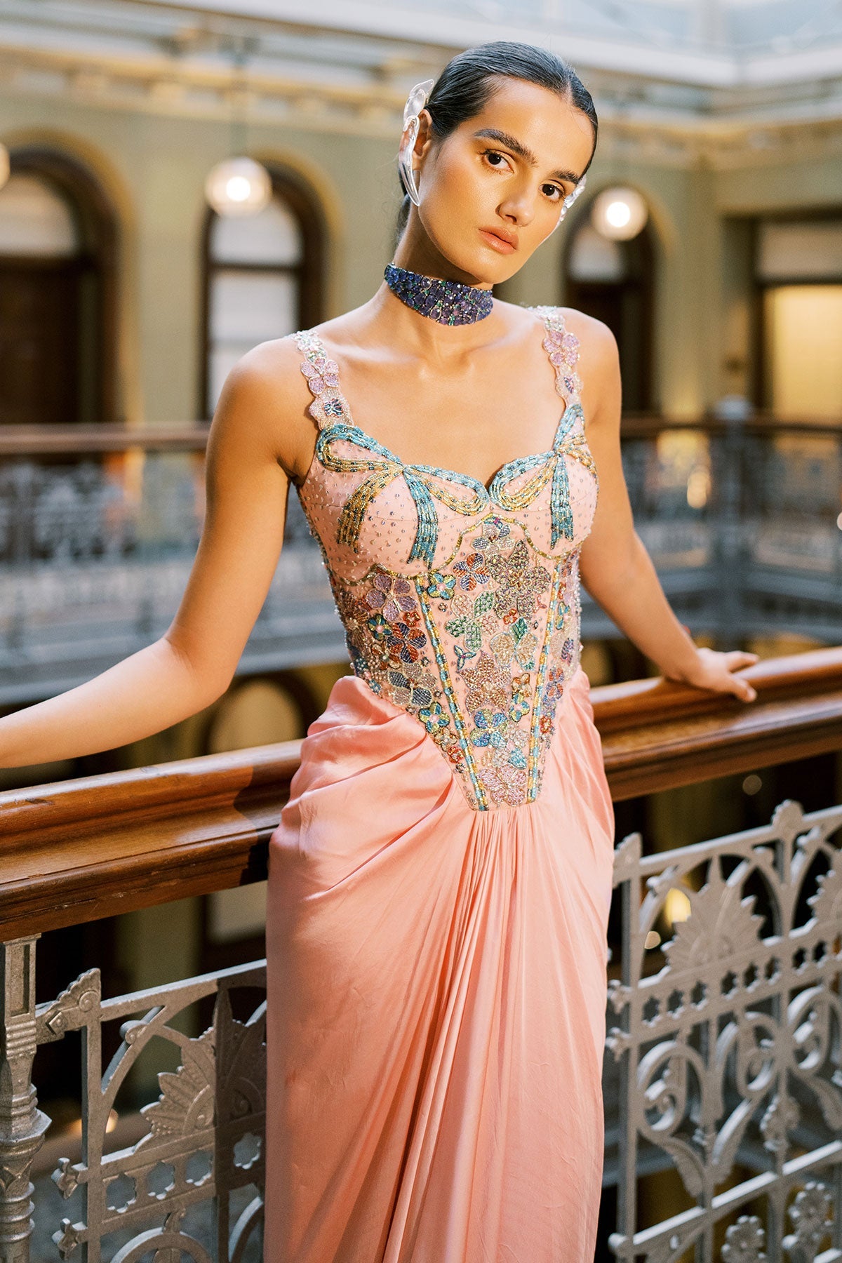 Westara - Cherry blossom Silky satin Gown