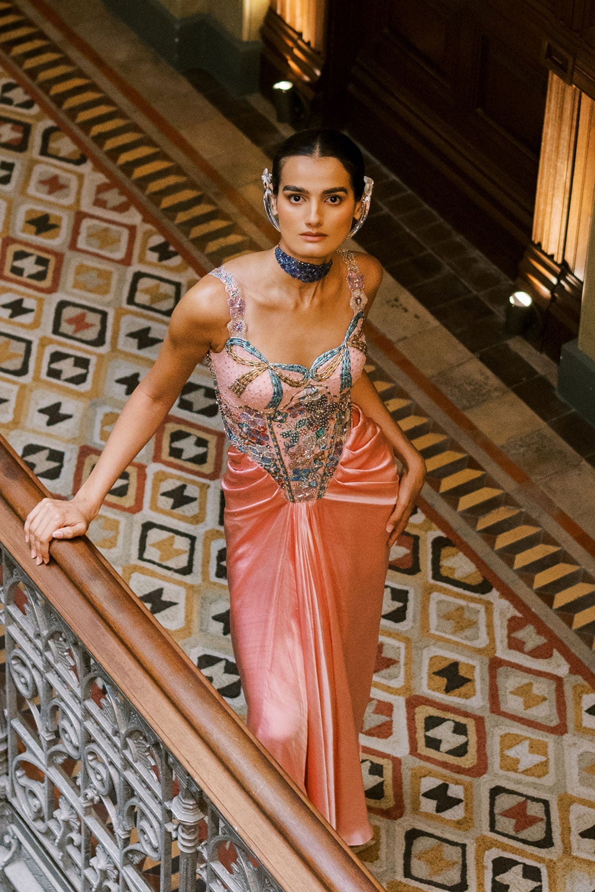 Westara - Cherry blossom Silky satin Gown