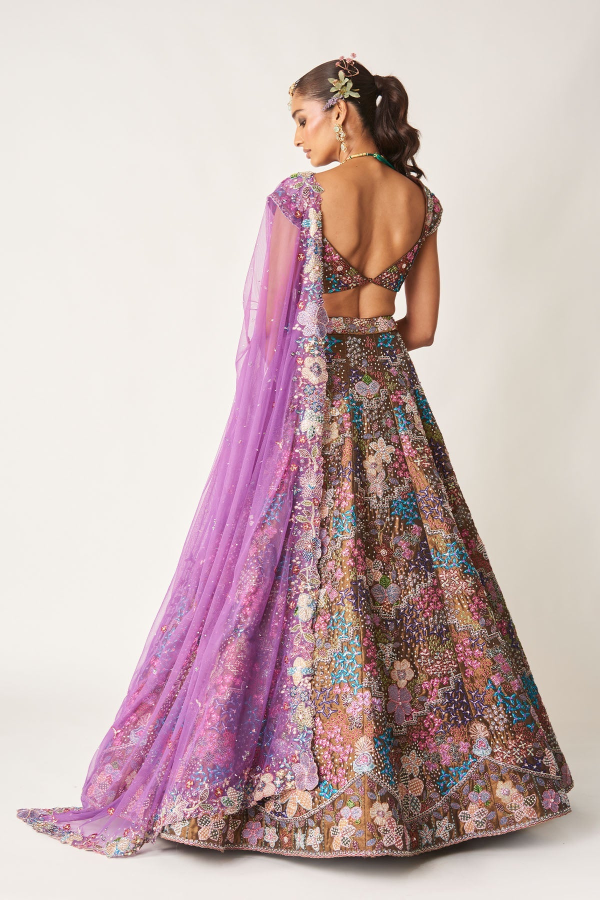 Étoile - Copper Metallic Tissue Lehenga