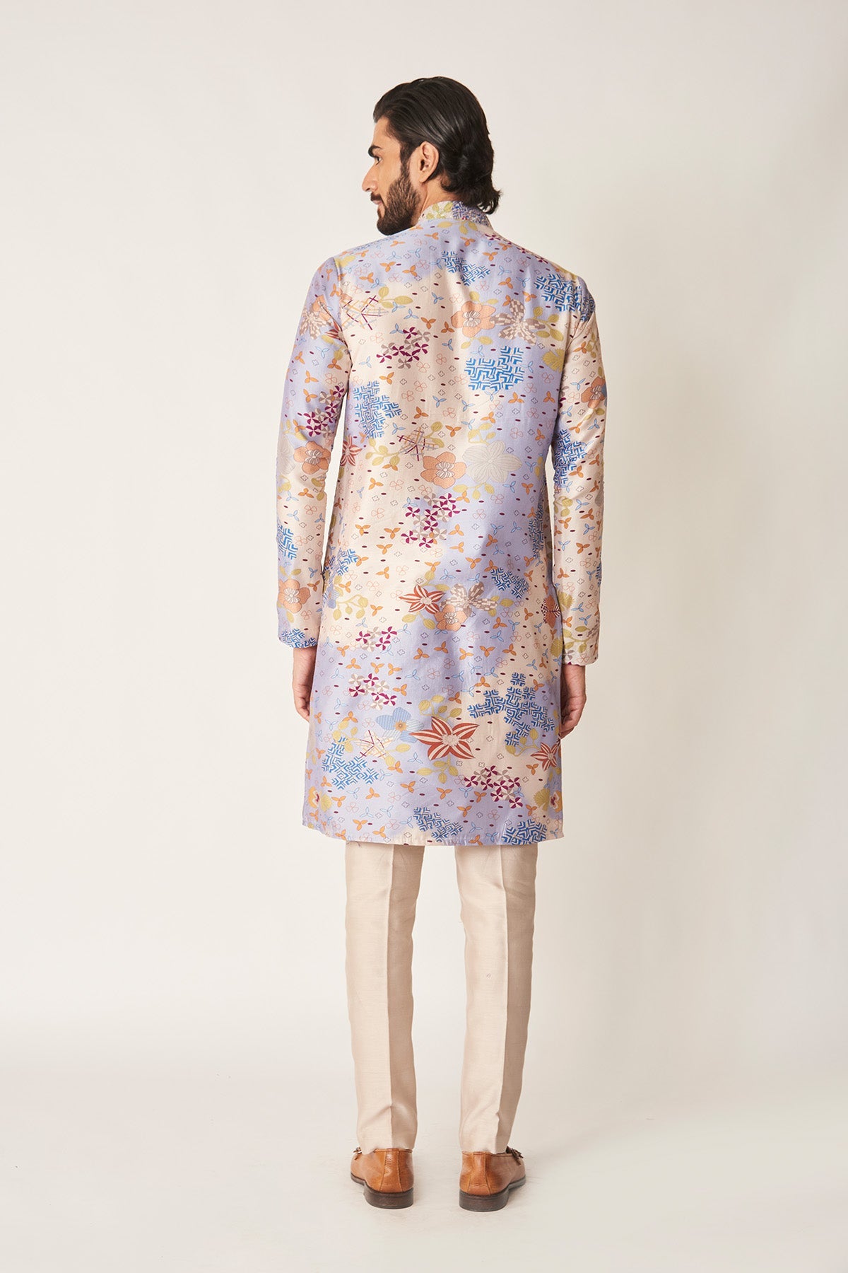 Blanchard - Ivory-Blue Bell Chanderi Silk Kurta