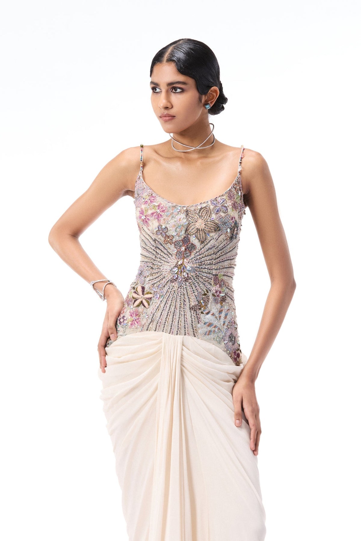 Mistmuse - ivory chiffon & tulle gown