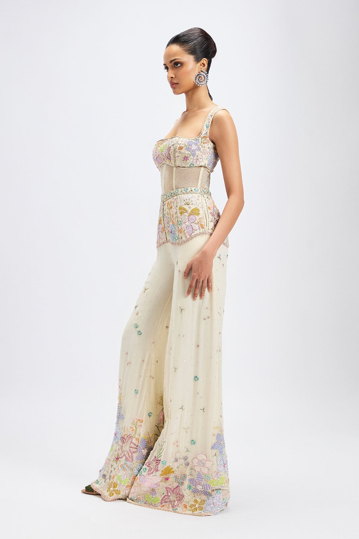 Dorin - Ivory Georgette Jumpsuit