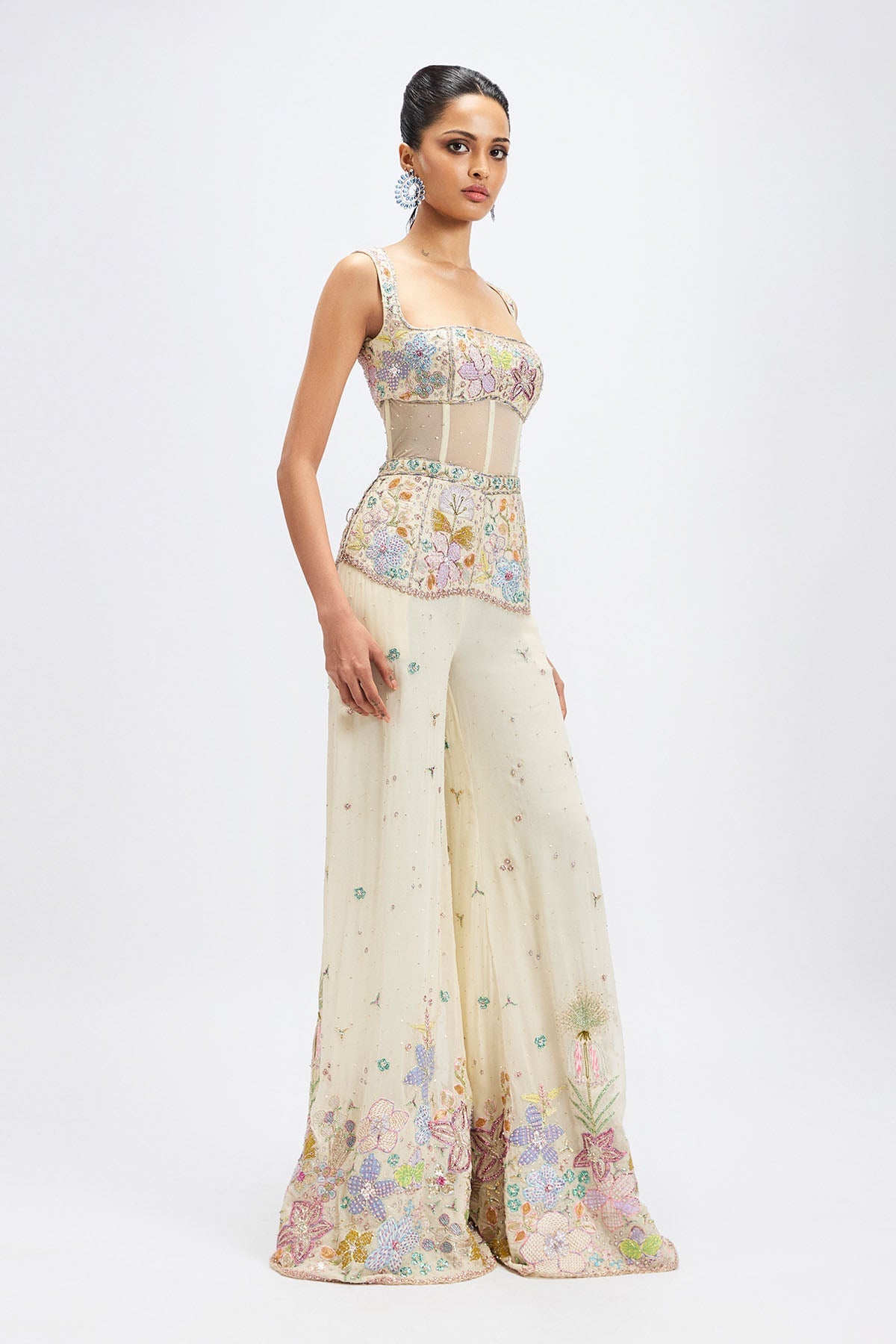 Dorin - Ivory Georgette Jumpsuit