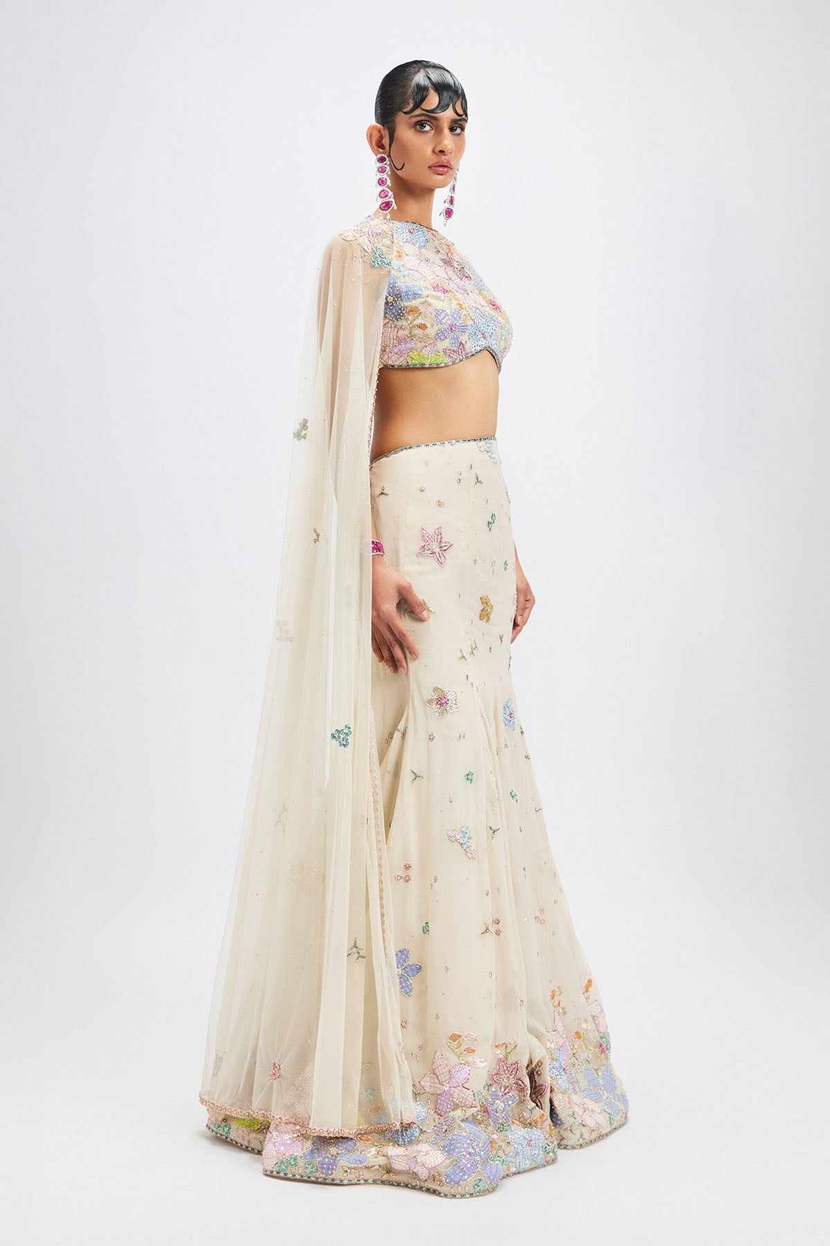Sharvari In Ivorelle - Ivory Georgette Mermaid Lehenga