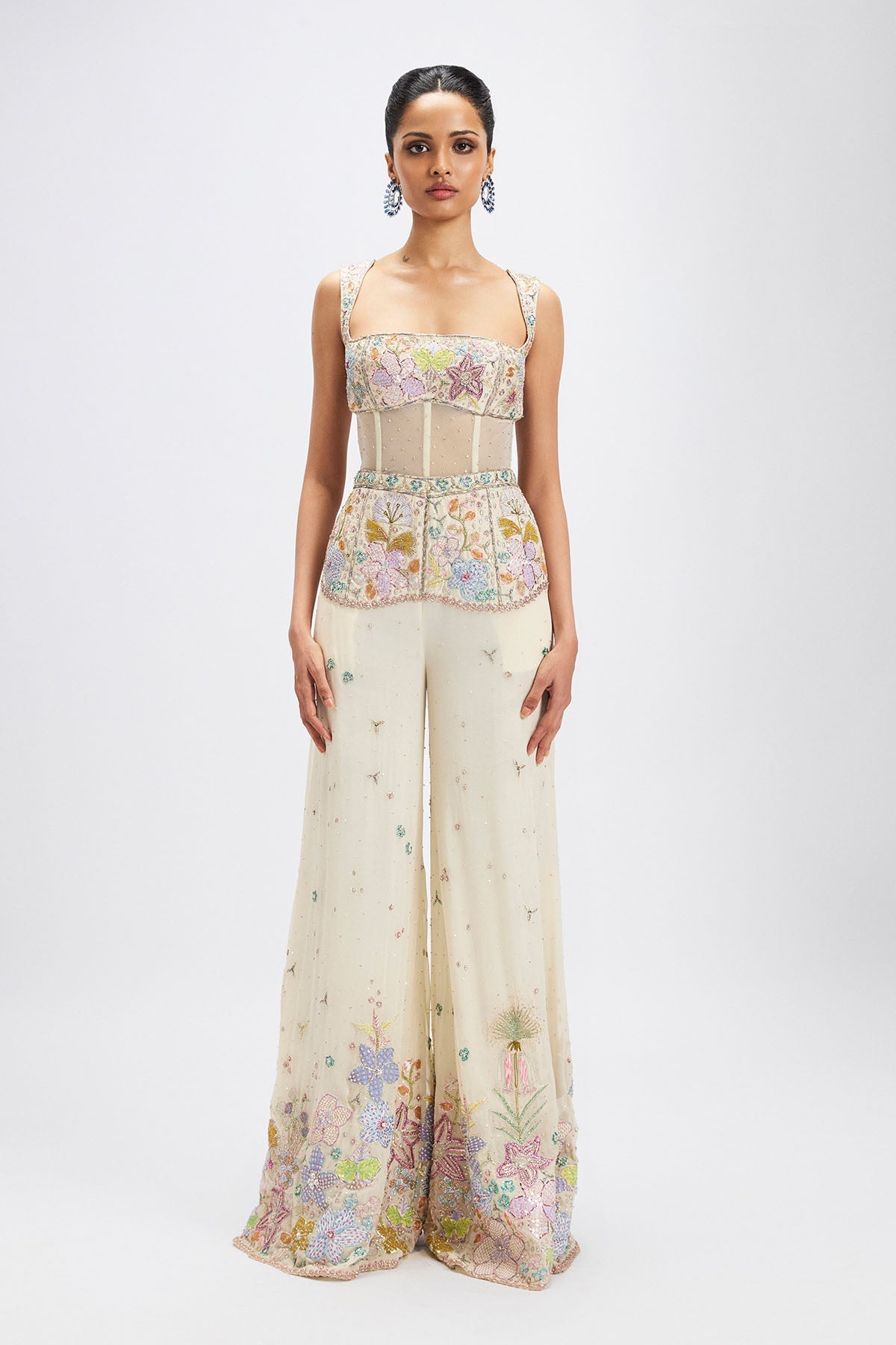 Dorin - Ivory Georgette Jumpsuit