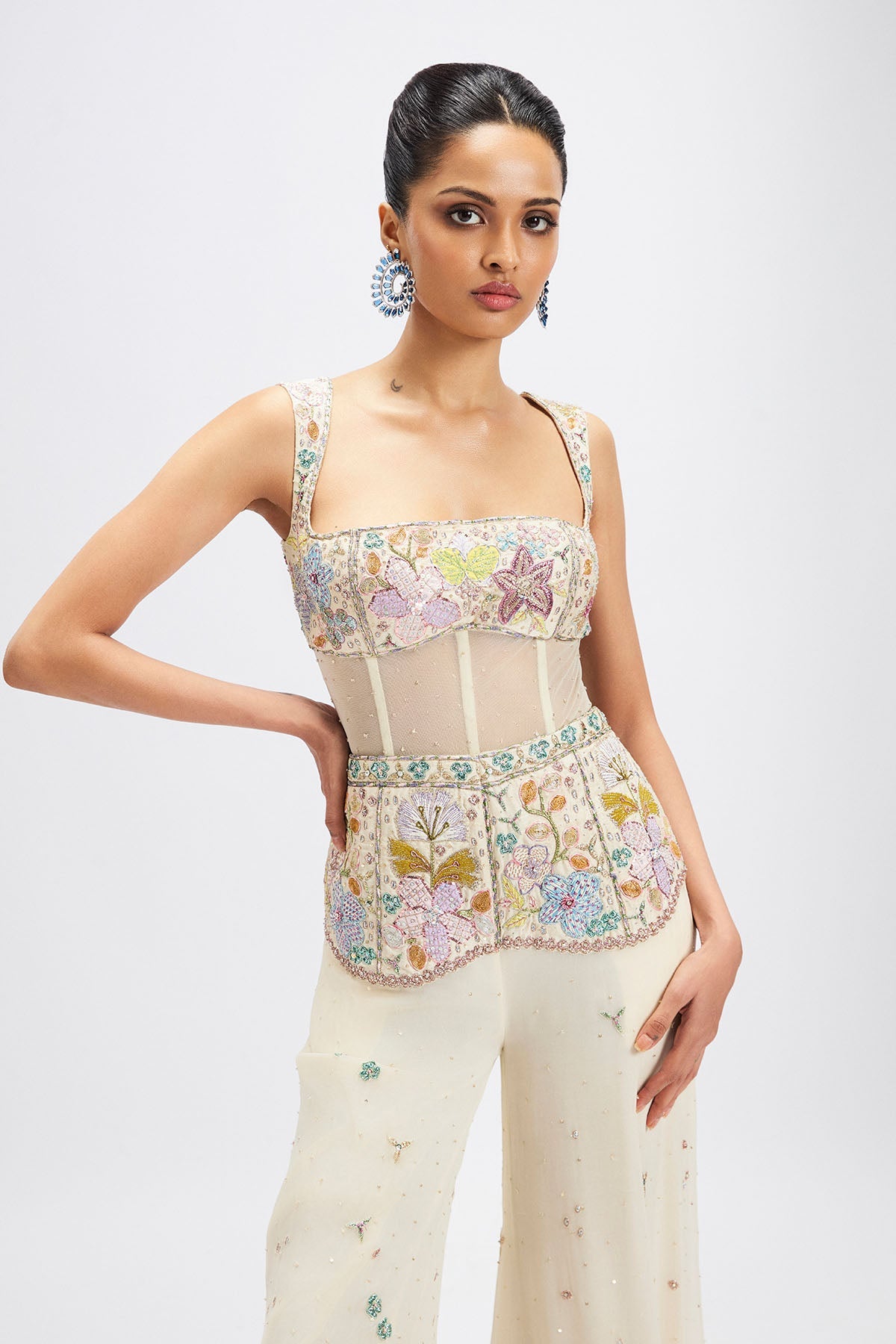 Dorin - Ivory Georgette Jumpsuit