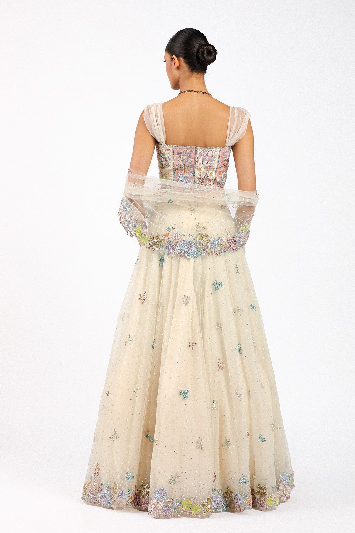 Azalée - Ivory Tulle Saree Lehenga