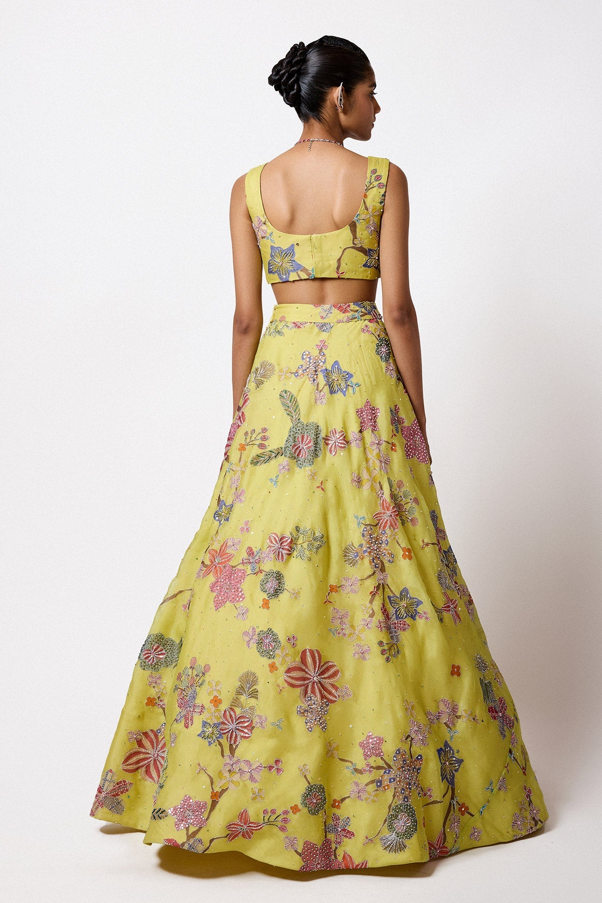 Orelia - Lime Organza Lehenga