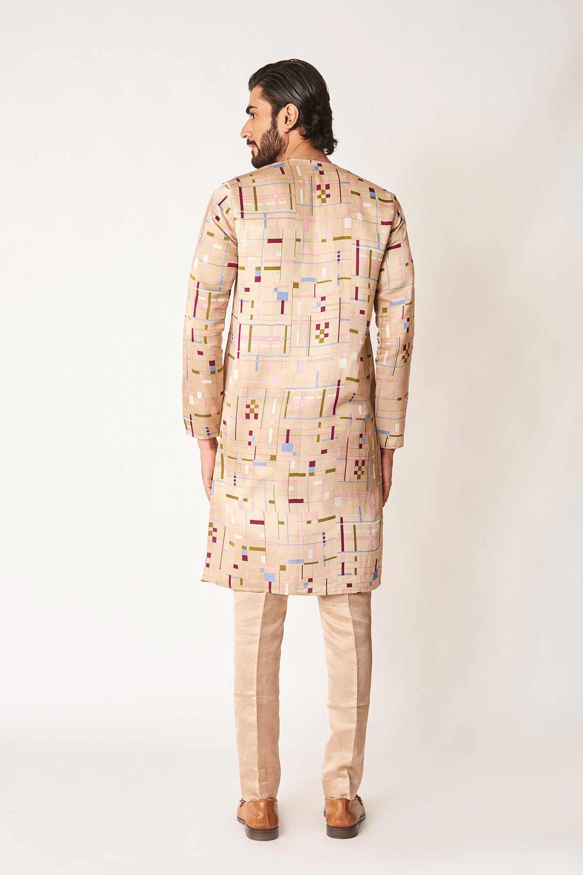 Soline - Mellow Apricot Viscose Linen Satin Kurta