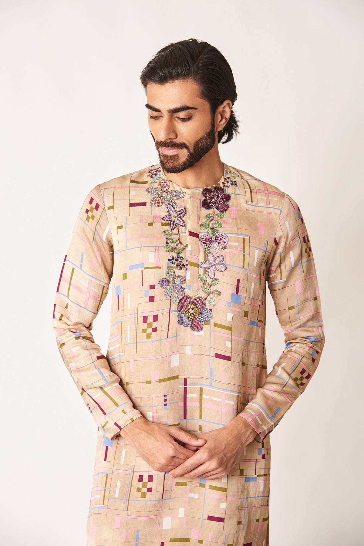 Soline - Mellow Apricot Viscose Linen Satin Kurta