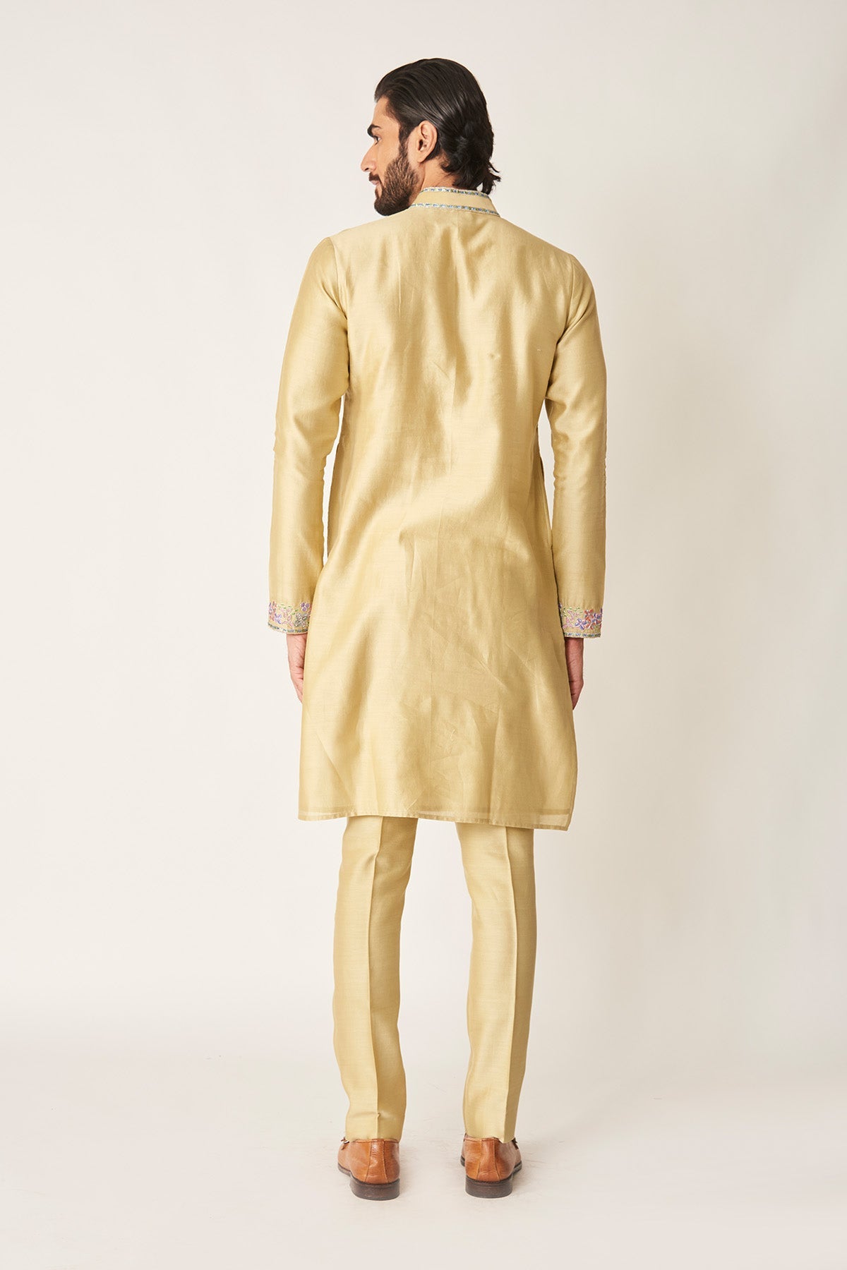 Lysdor - Misty Moss Chanderi Silk Kurta
