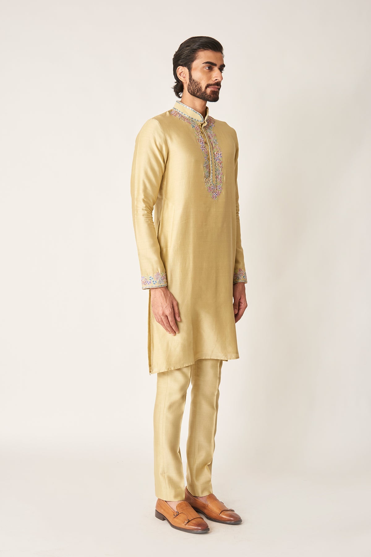Lysdor - Misty Moss Chanderi Silk Kurta