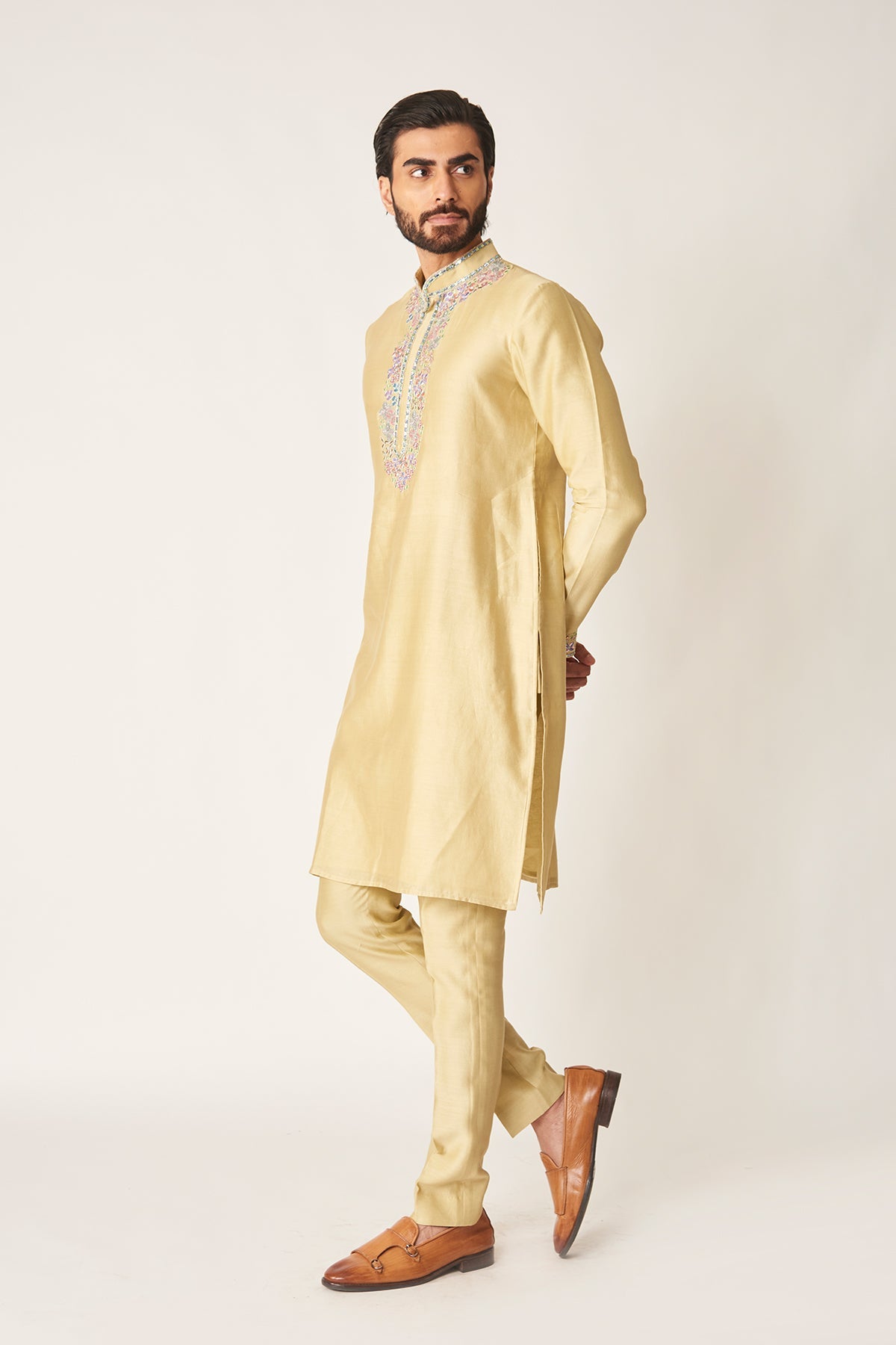 Lysdor - Misty Moss Chanderi Silk Kurta