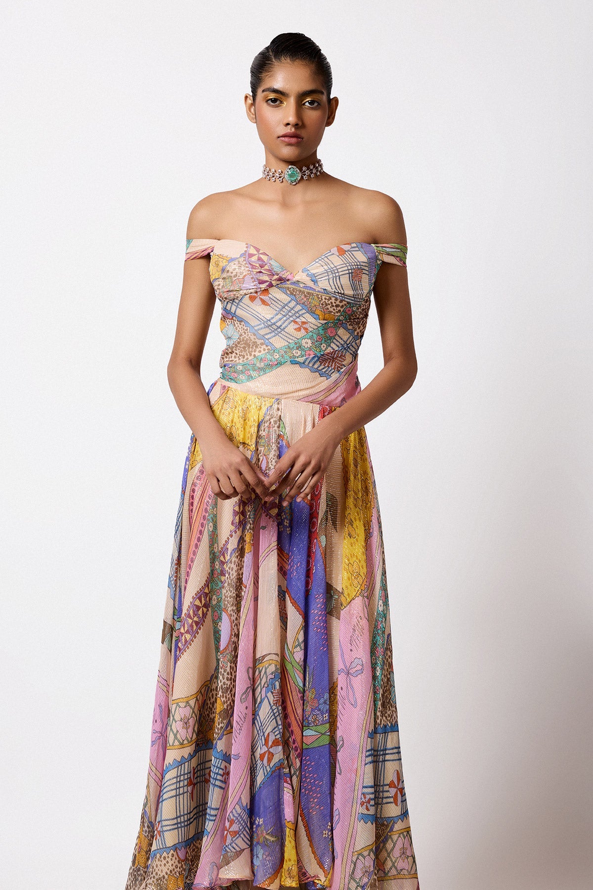 Keerthi suresh in Luxara - Multicolour Lurex Gown