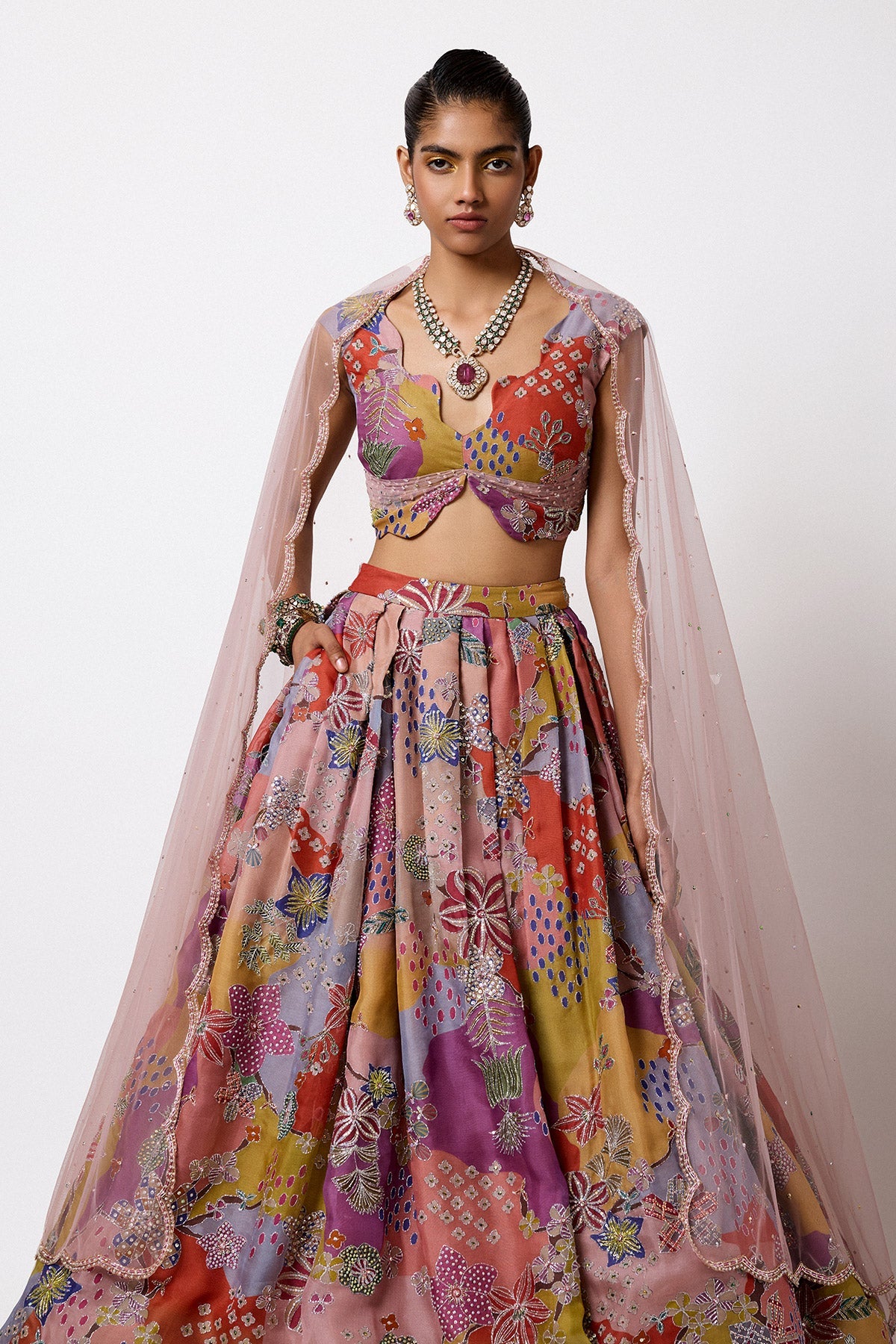 Brillara - Multicolour Organza Lehenga