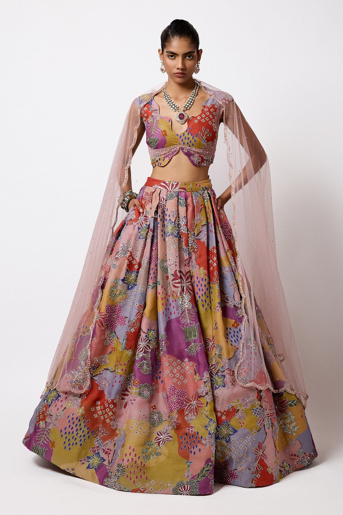 Brillara - Multicolour Organza Lehenga