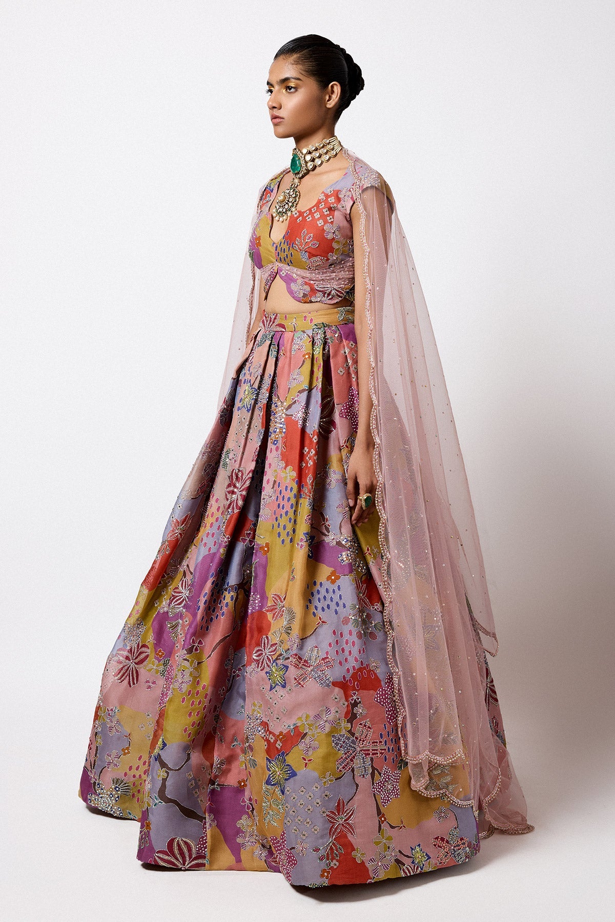 Brillara - Multicolour Organza Lehenga