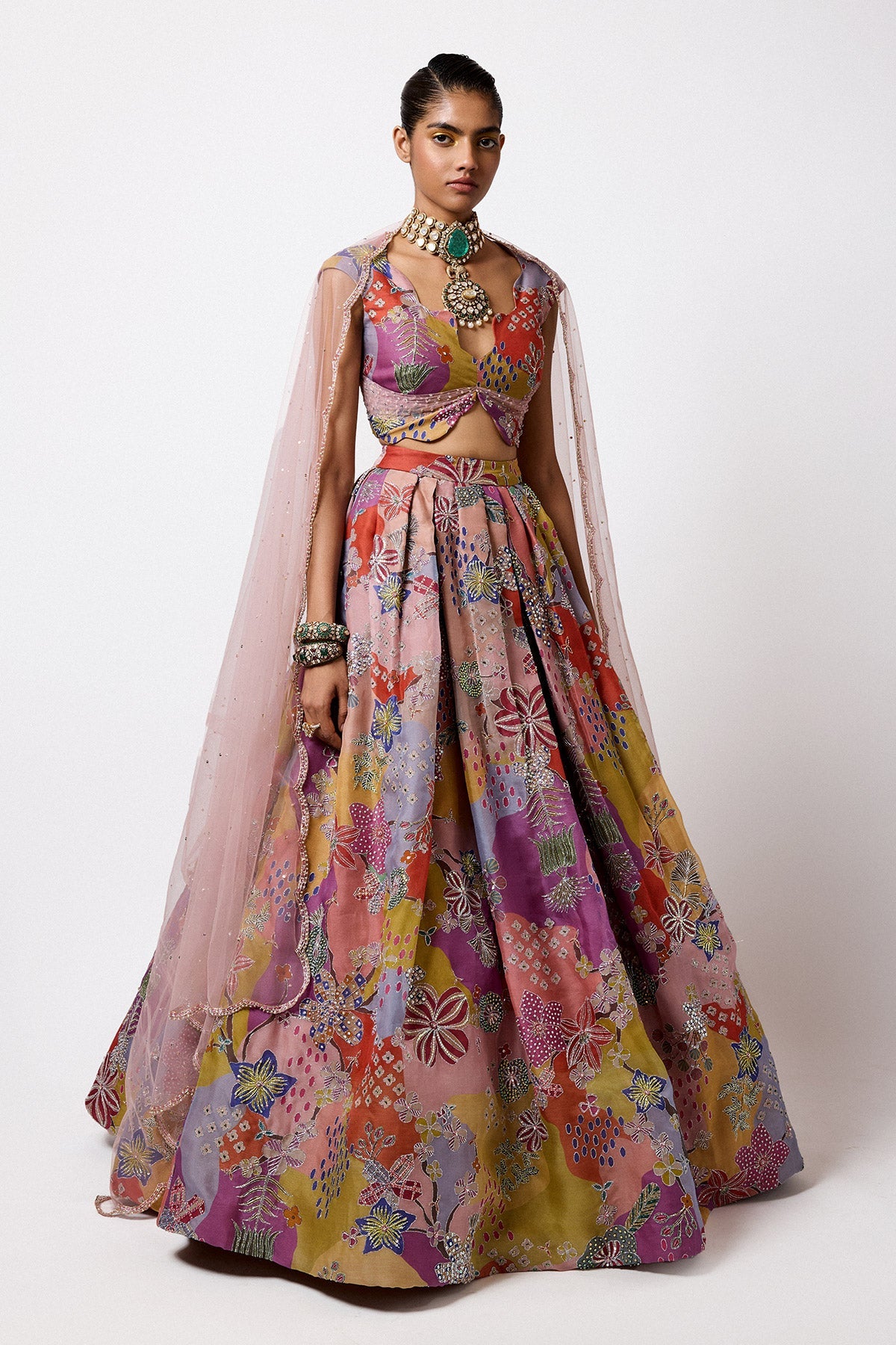 Brillara - Multicolour Organza Lehenga