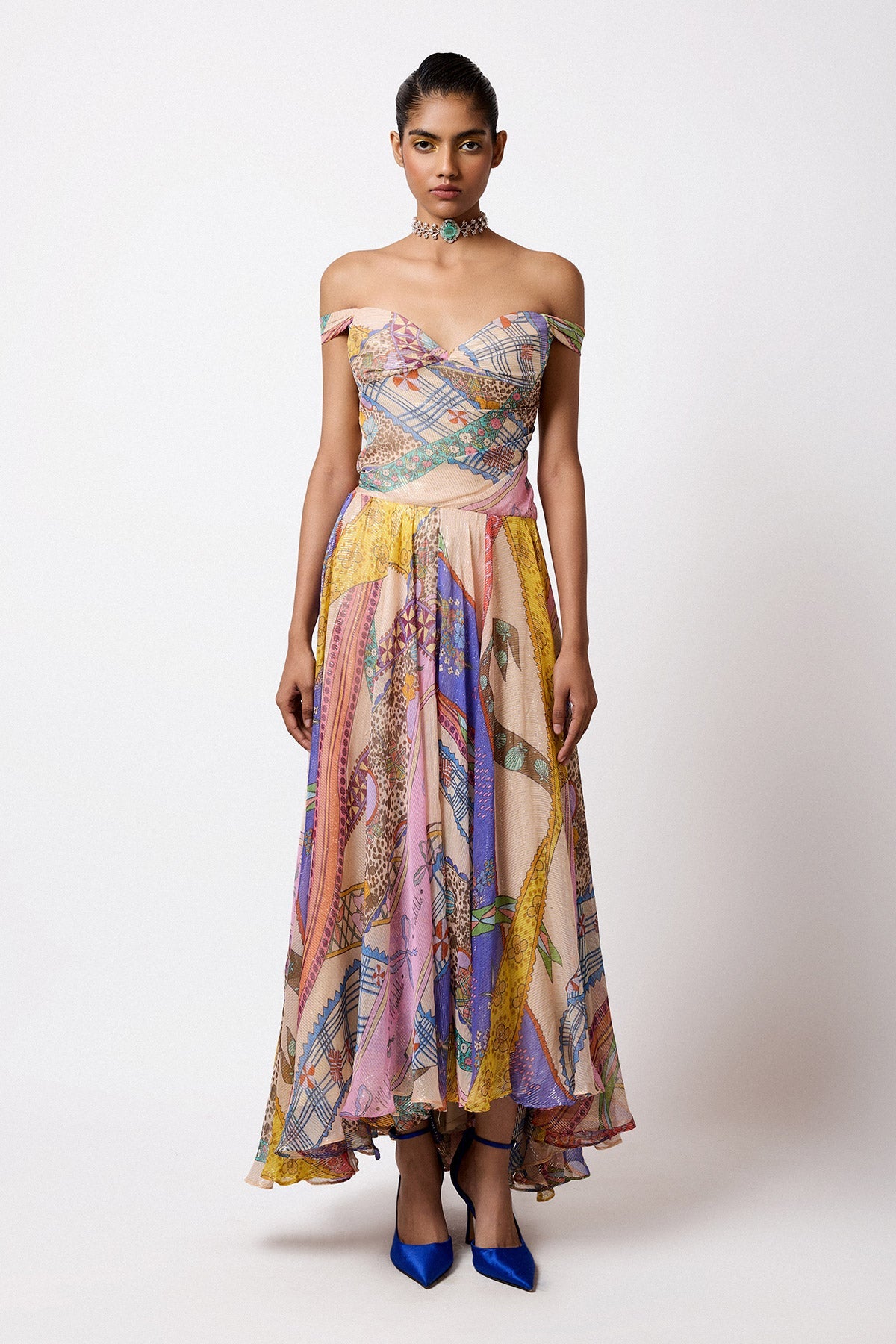 Keerthi suresh in Luxara - Multicolour Lurex Gown