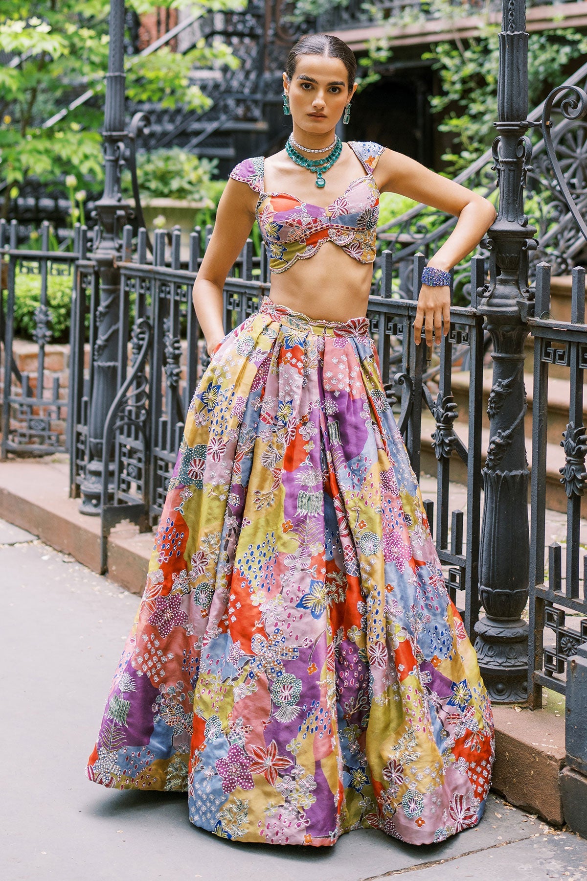 Nolina - multicolour Organza Lehenga