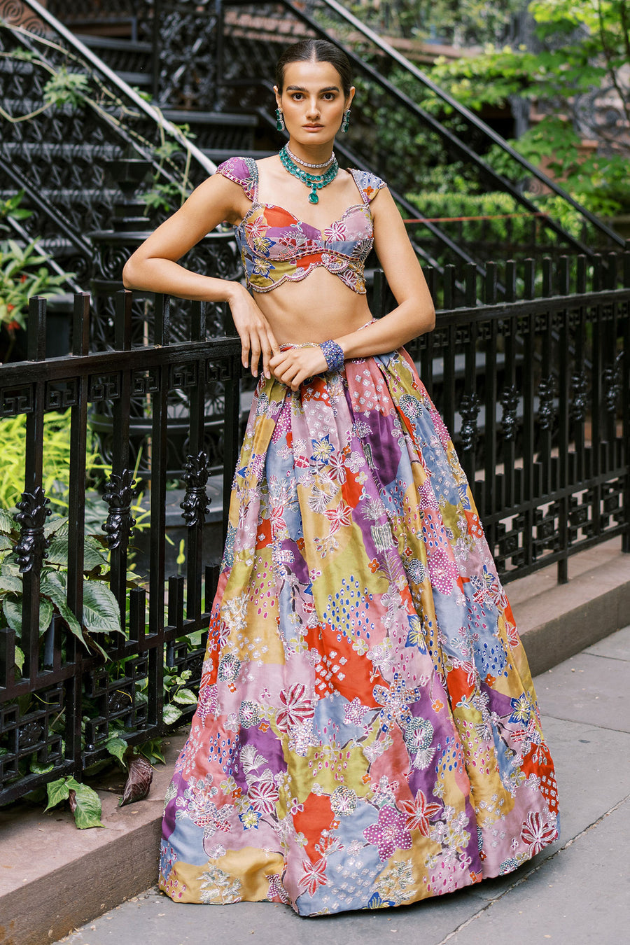 Nolina - Multicolour Organza Lehenga - Ready to Ship