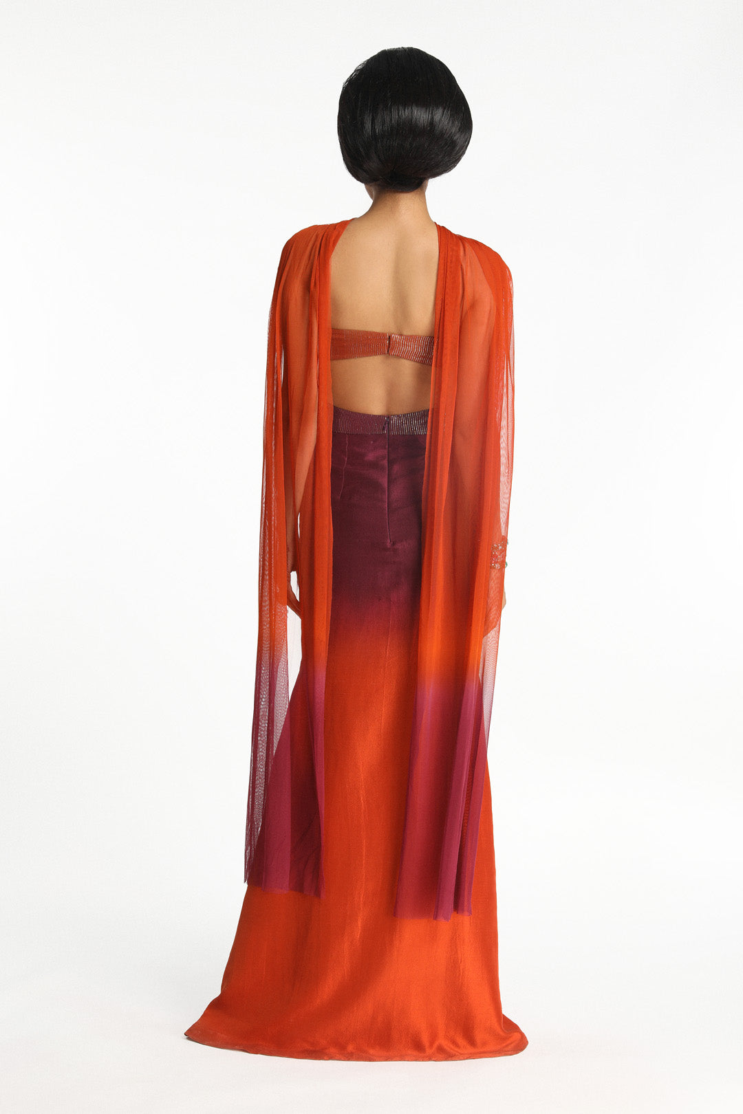 Geranium - burnt orange plum ombre maxi- dress