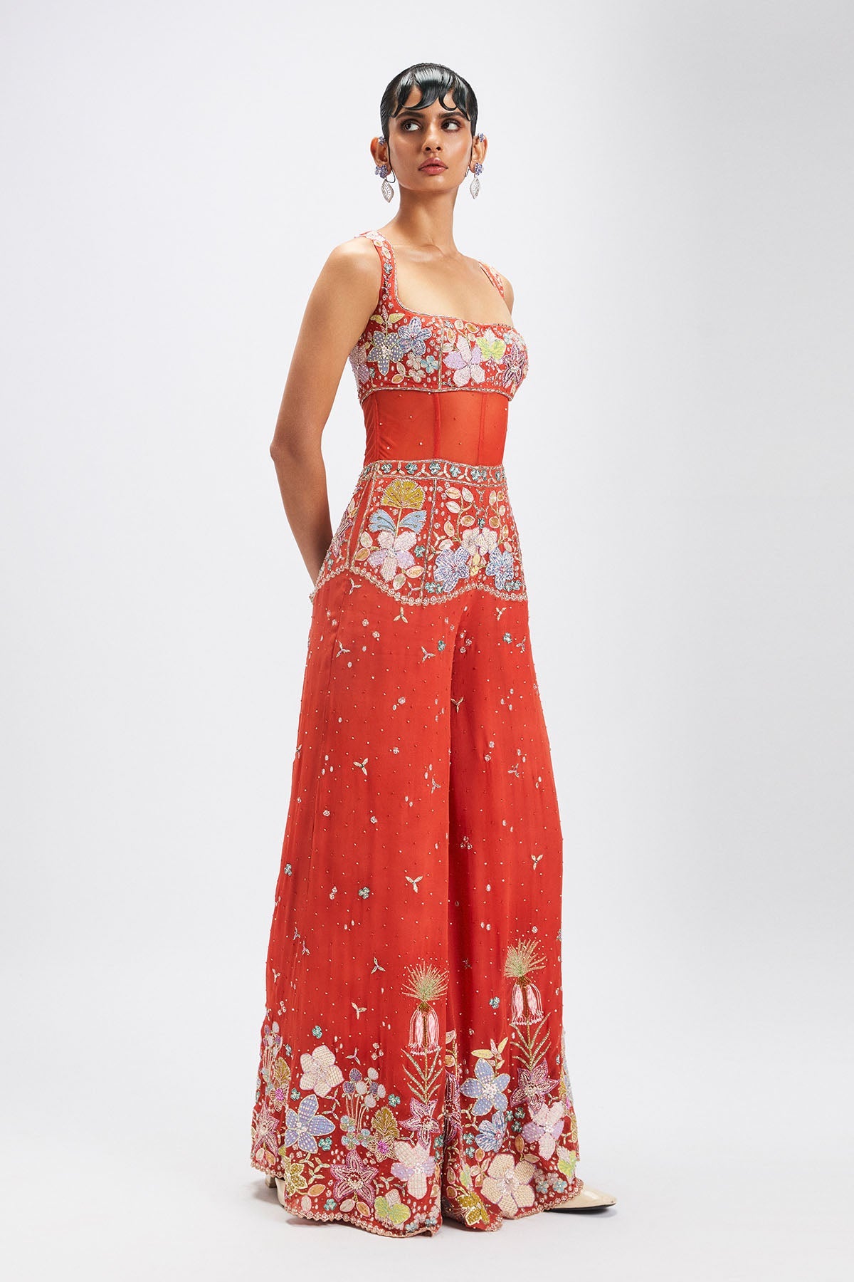 Dorin - orange georgette jumpsuit
