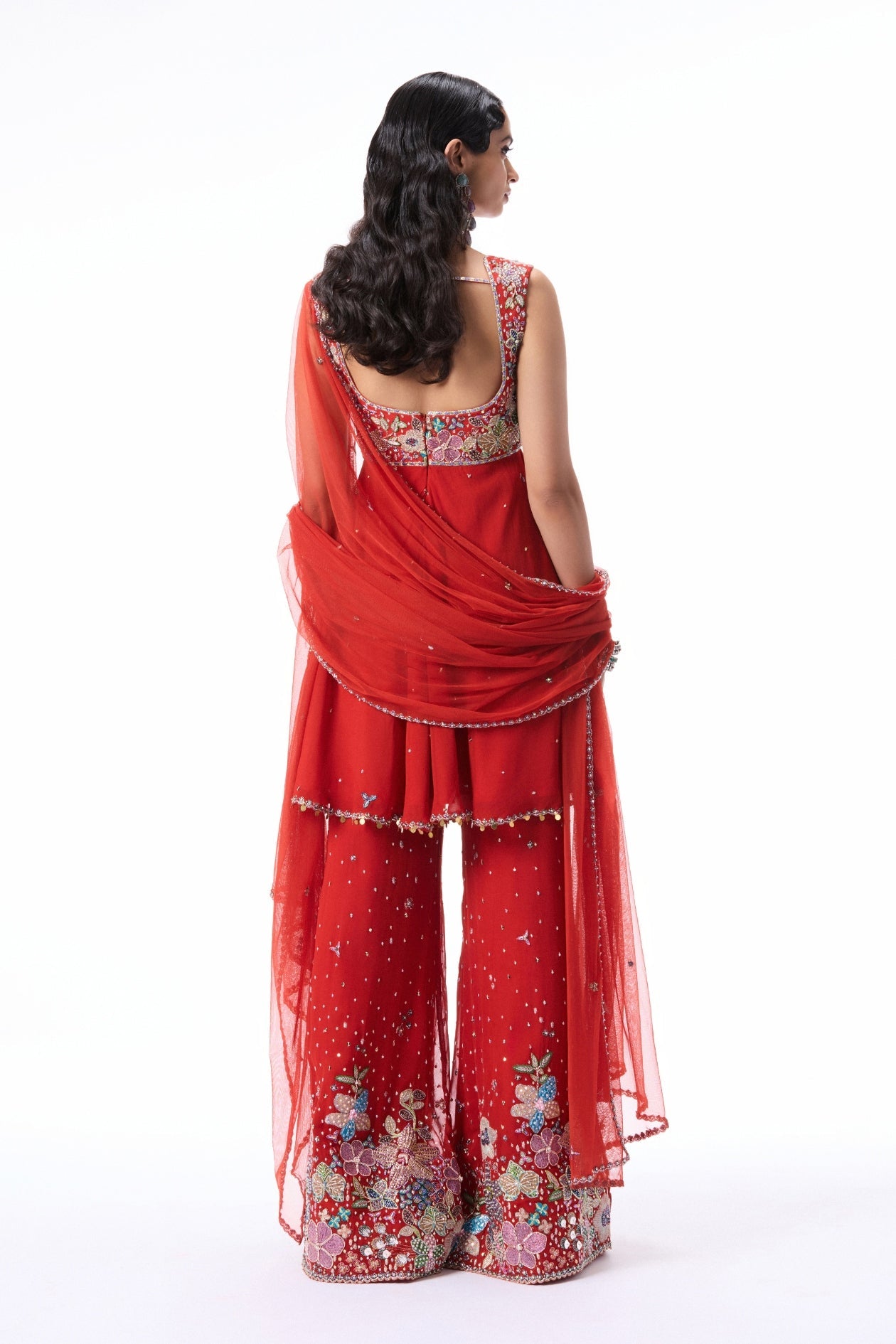 BLEUCIEL - Red semi georgette sharara