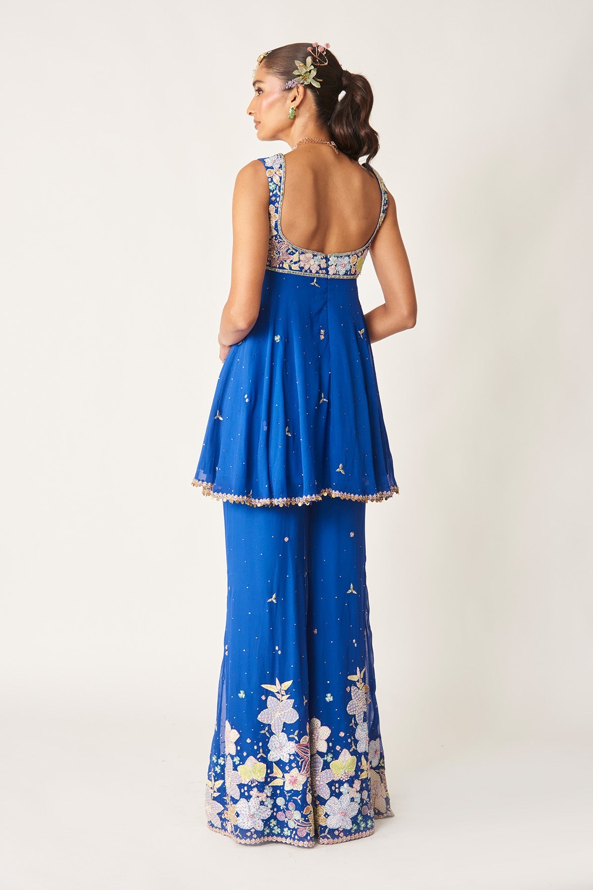 Payal Shah In Bleuciel - Persian Blue Georgette Sharara