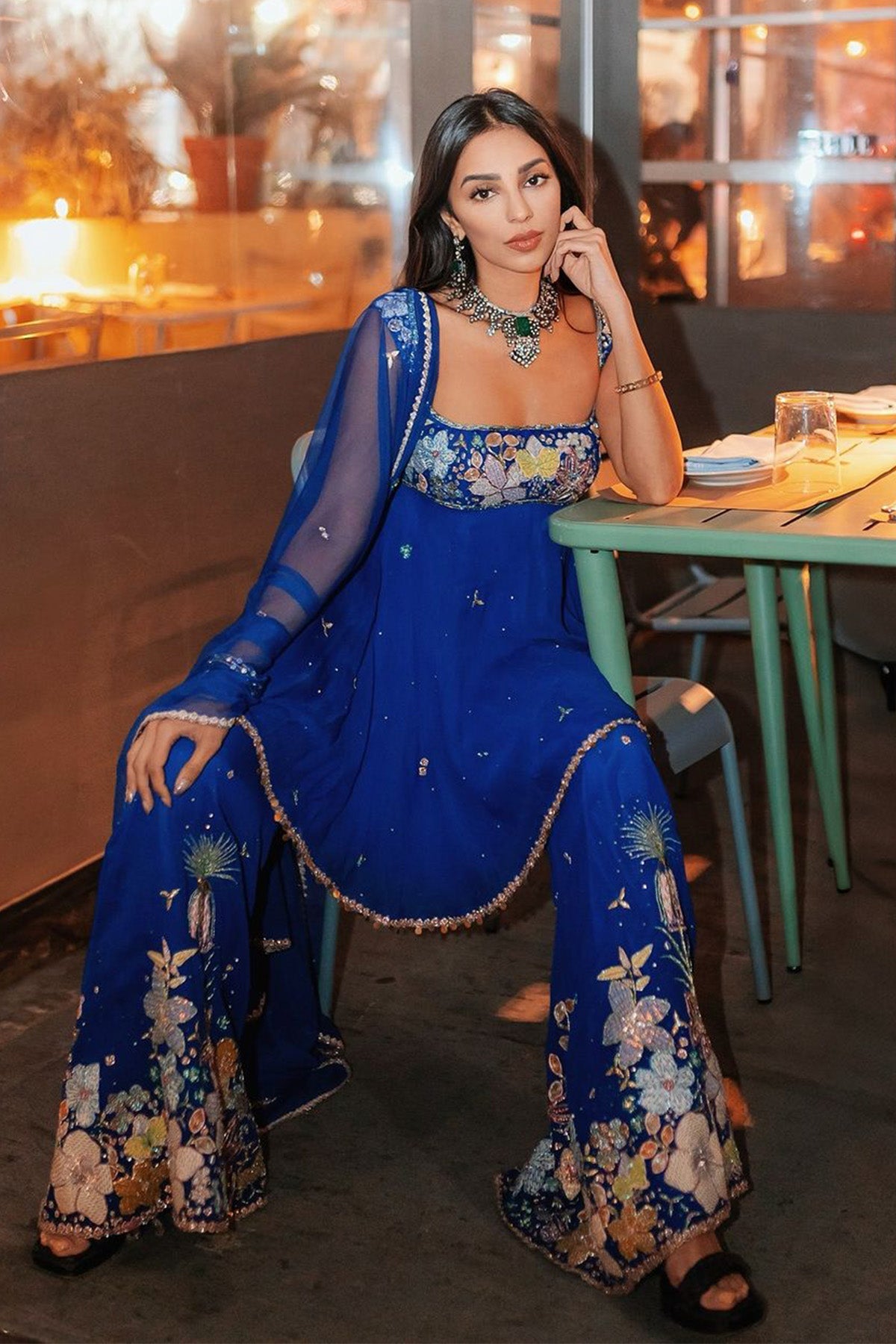 Payal Shah In Bleuciel - Persian Blue Georgette Sharara