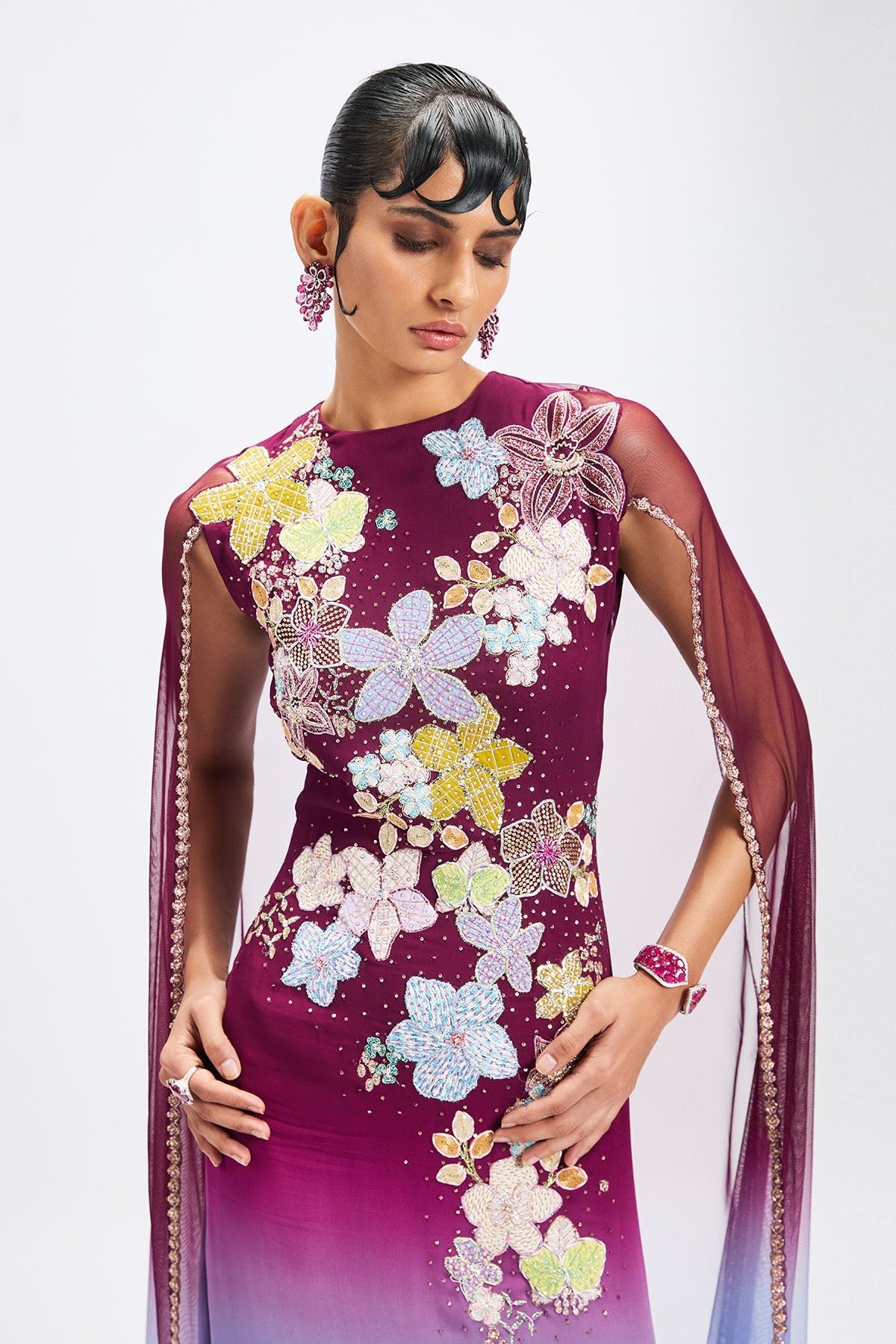 Mandevina - Plum - Blue Georgette Gown