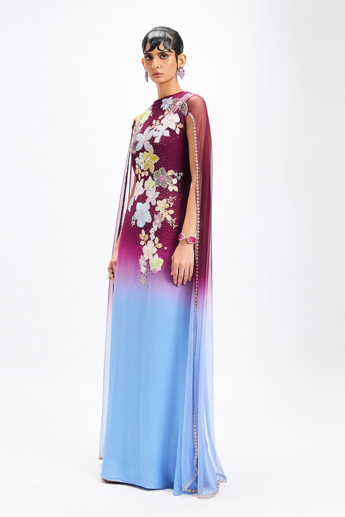 Mandevina - Plum - Blue Georgette Gown