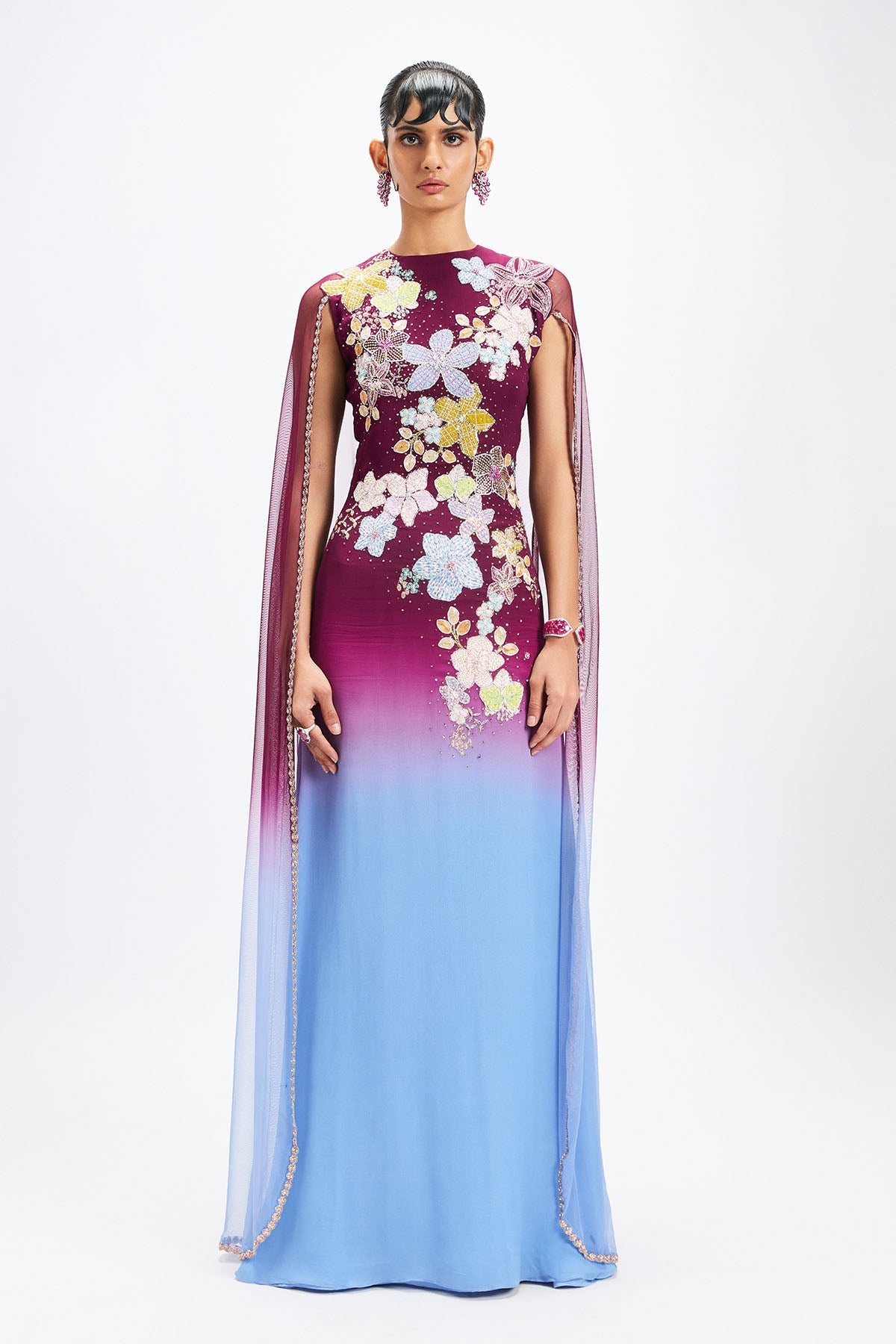 Mandevina - Plum - Blue Georgette Gown