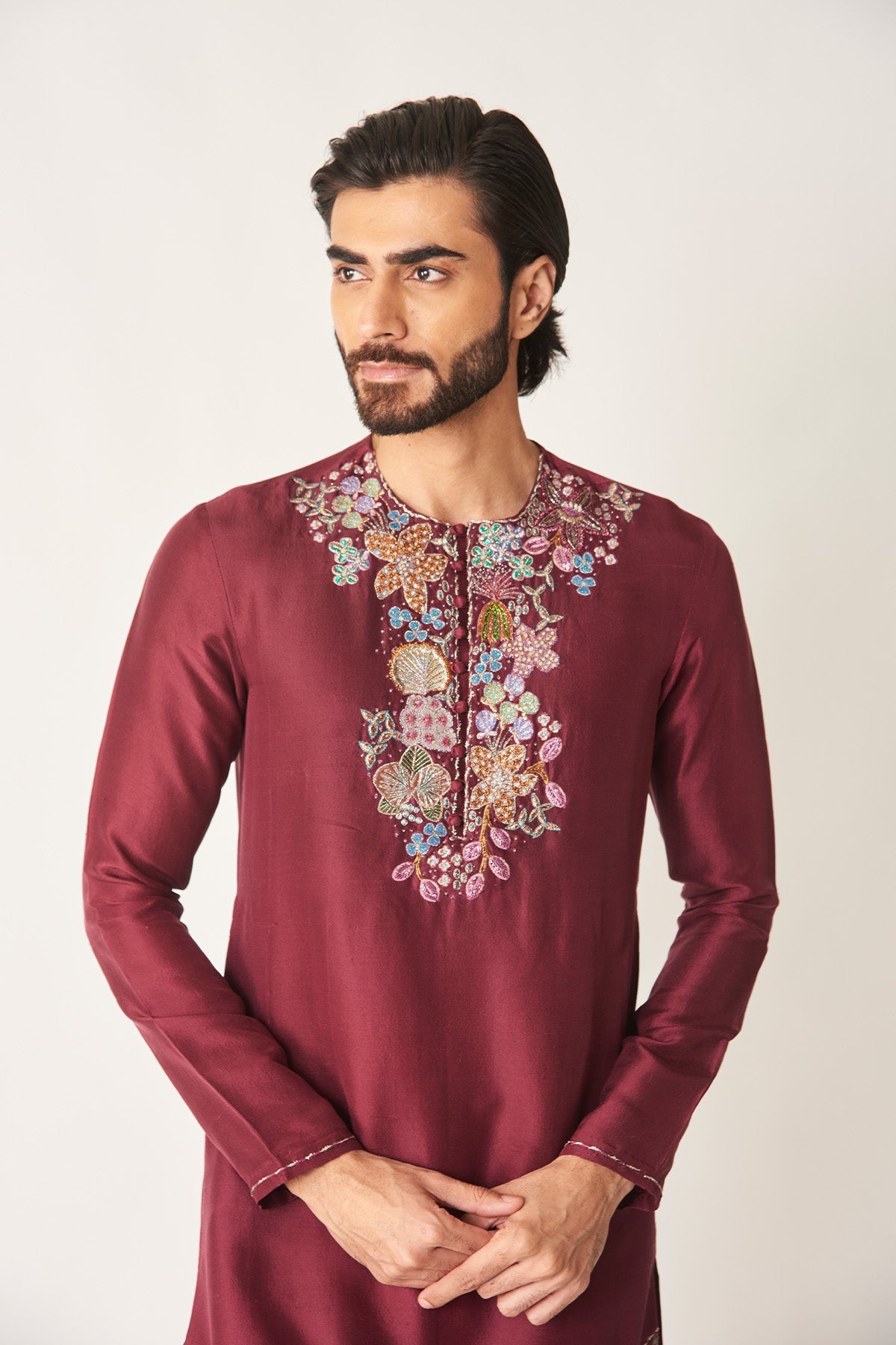 Rubia - Plum Dupion Silk Kurta