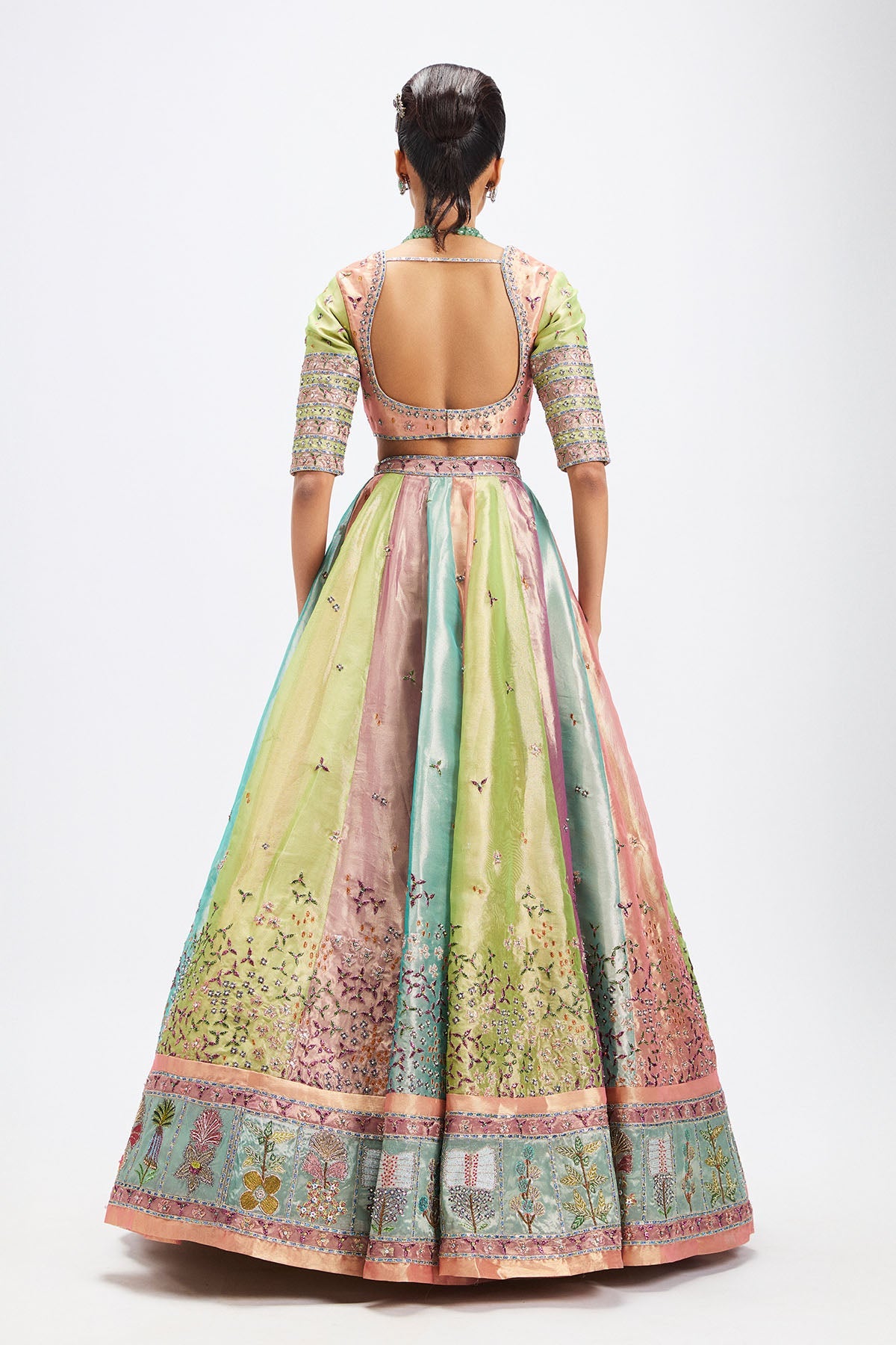 Camélia - Pop Multicoloured Tissue Lehenga
