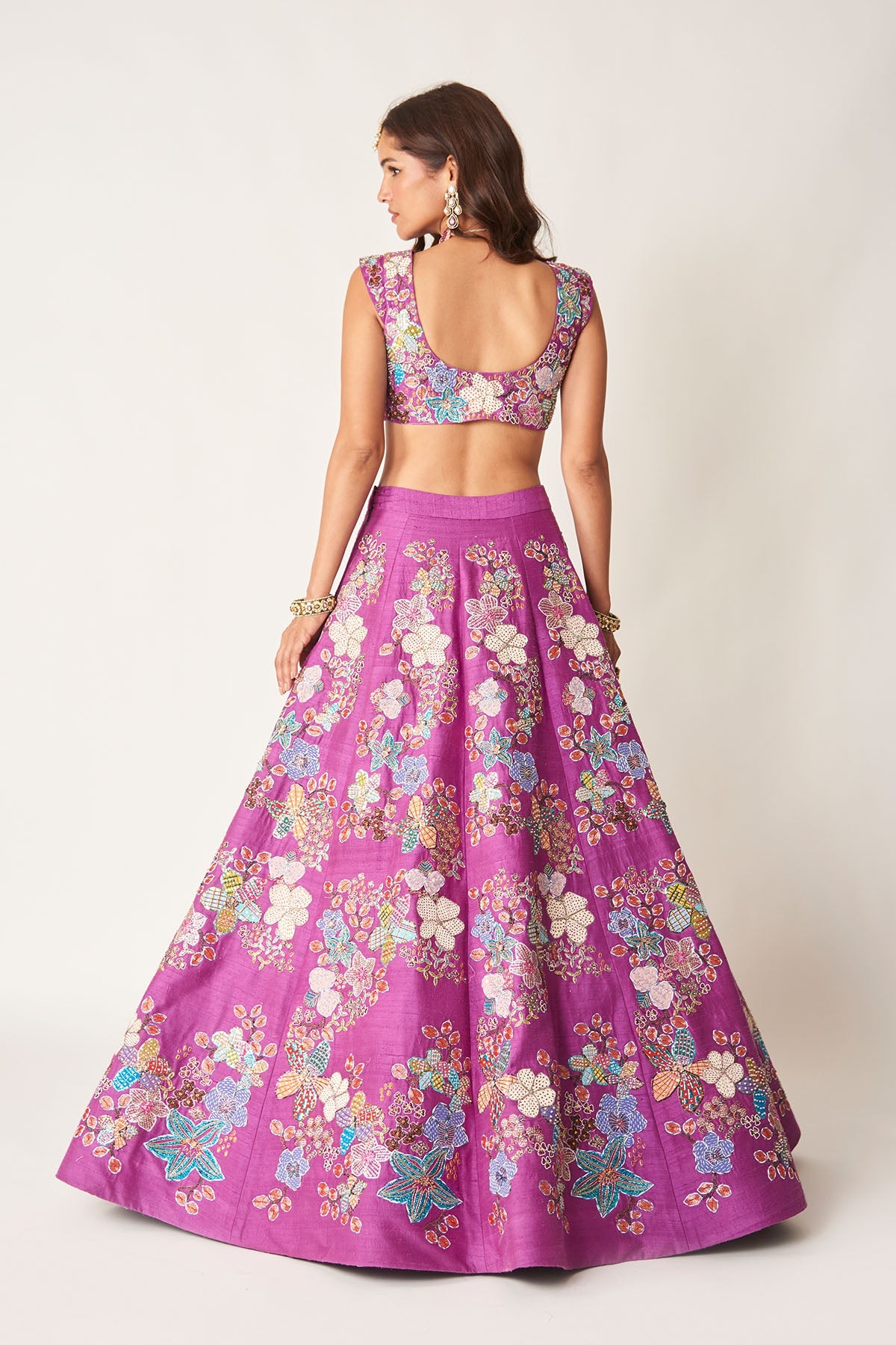 Aubrielle - Purple Raw Silk Lehenga
