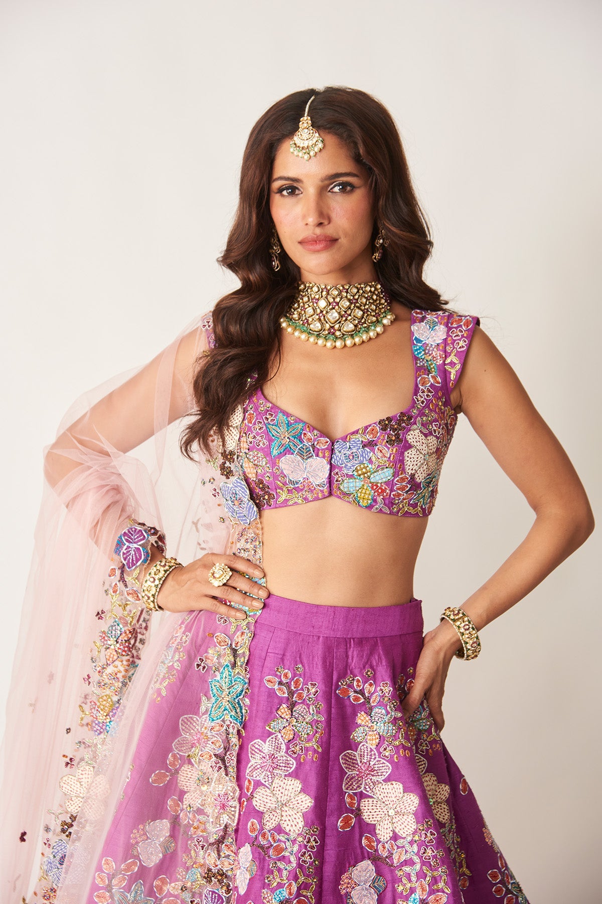 Aubrielle - Purple Raw Silk Lehenga