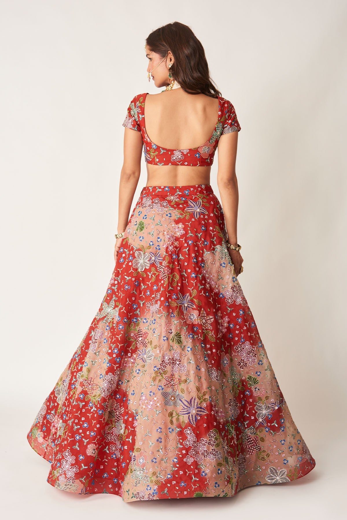 Brielle – Red Organza Lehenga