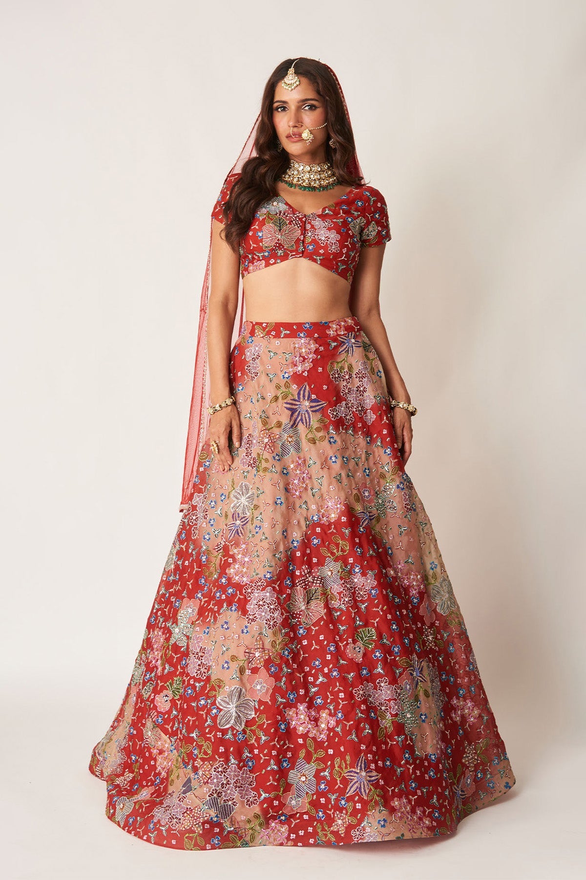 Brielle – Red Organza Lehenga