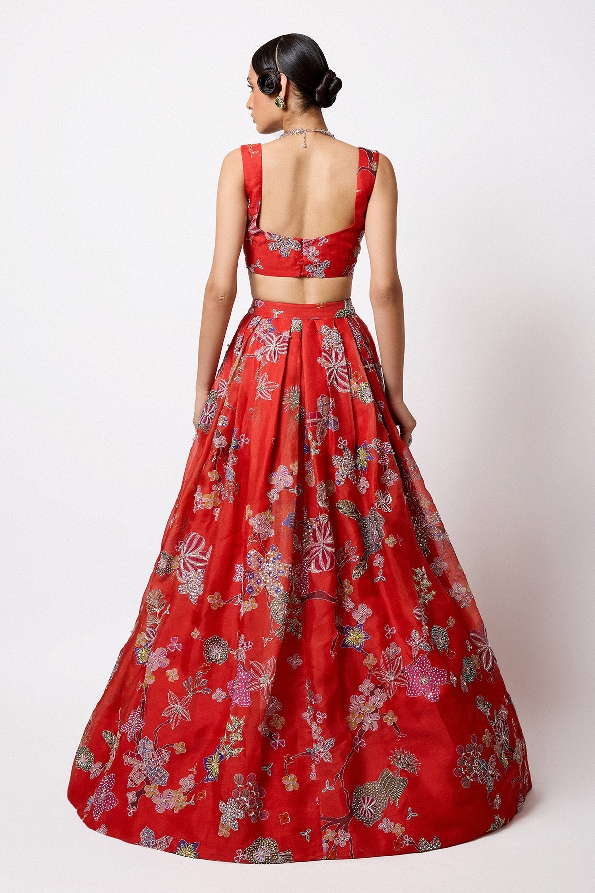 Ambrosia - Red Organza Pleated Lehenga