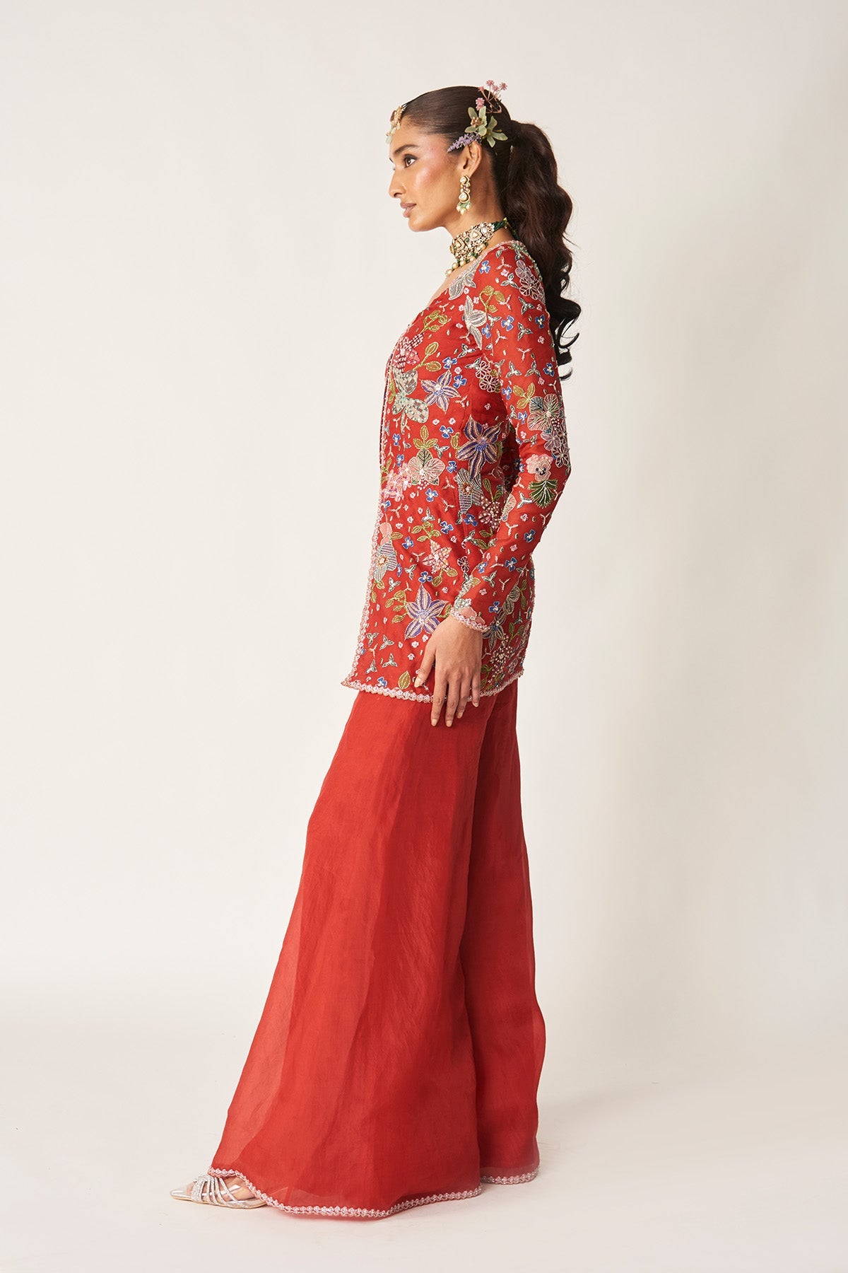 Sangrine - red organza short sharara