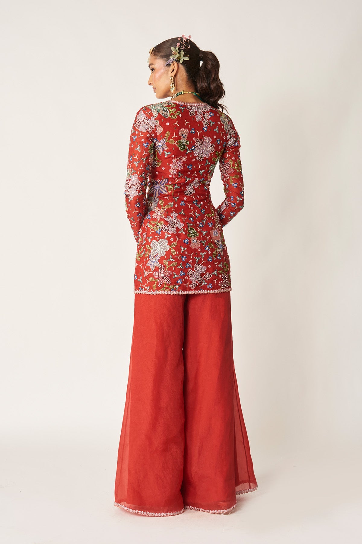 Sangrine - red organza short sharara