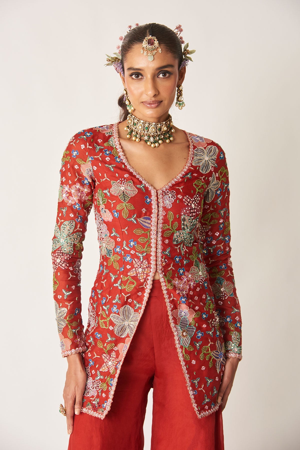Sangrine - red organza short sharara