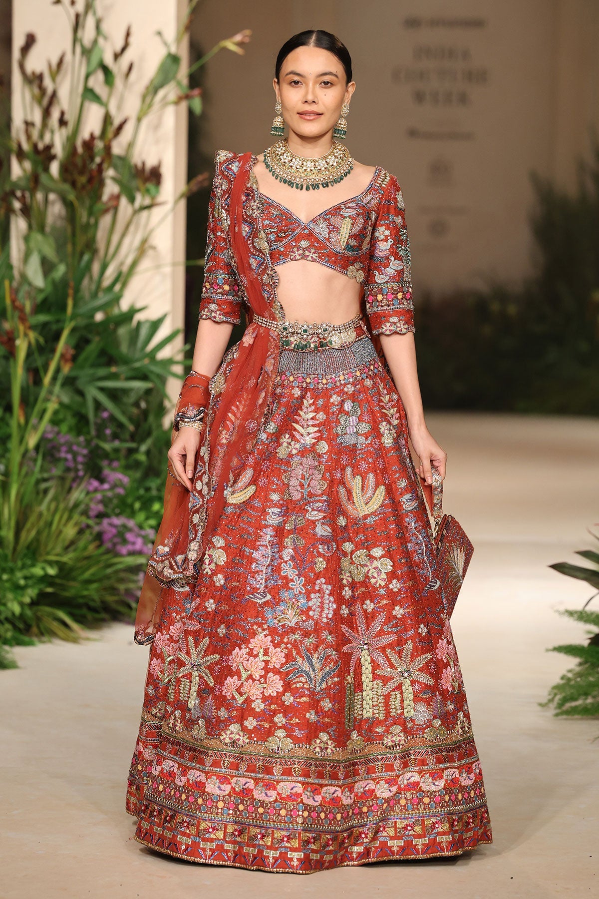 Rosina - rust raw silk Lehenga