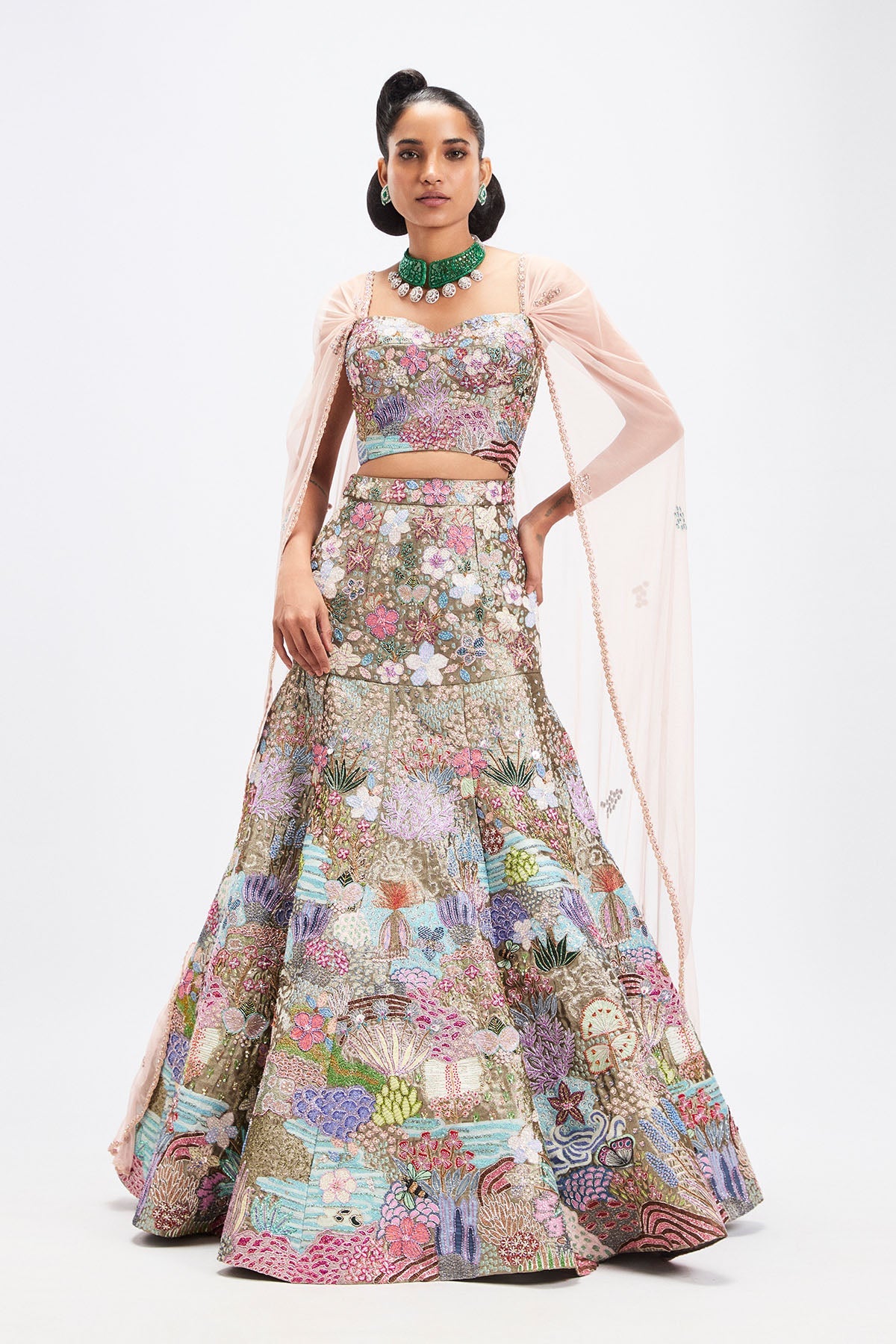 Sharvari In Doréna - Grey Metallic Tissue Mermaid Lehenga